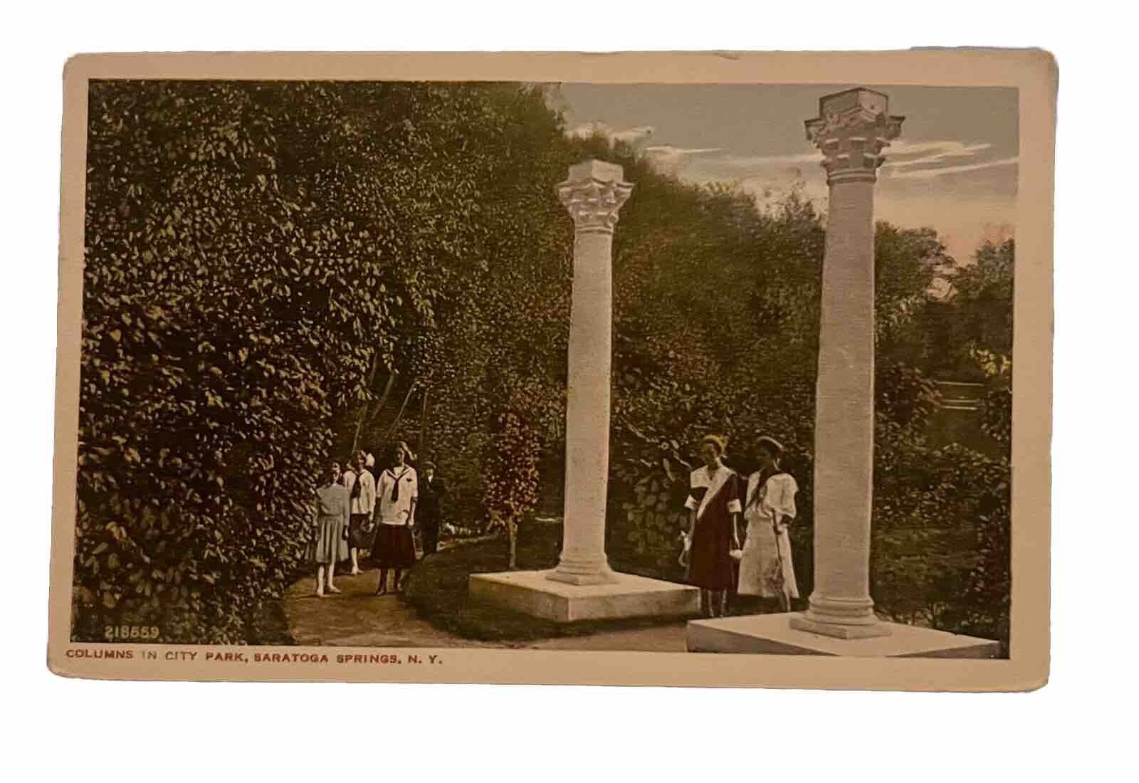 Sarasota Springs Columns NY In Park Vintage Postcard 