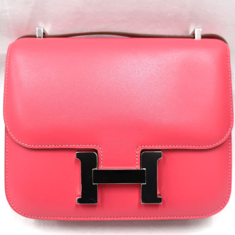 Hermes/Hermes Constance 3 Mini Tadelakt Rose Azalea A Engraved Shoulder Bag 6000