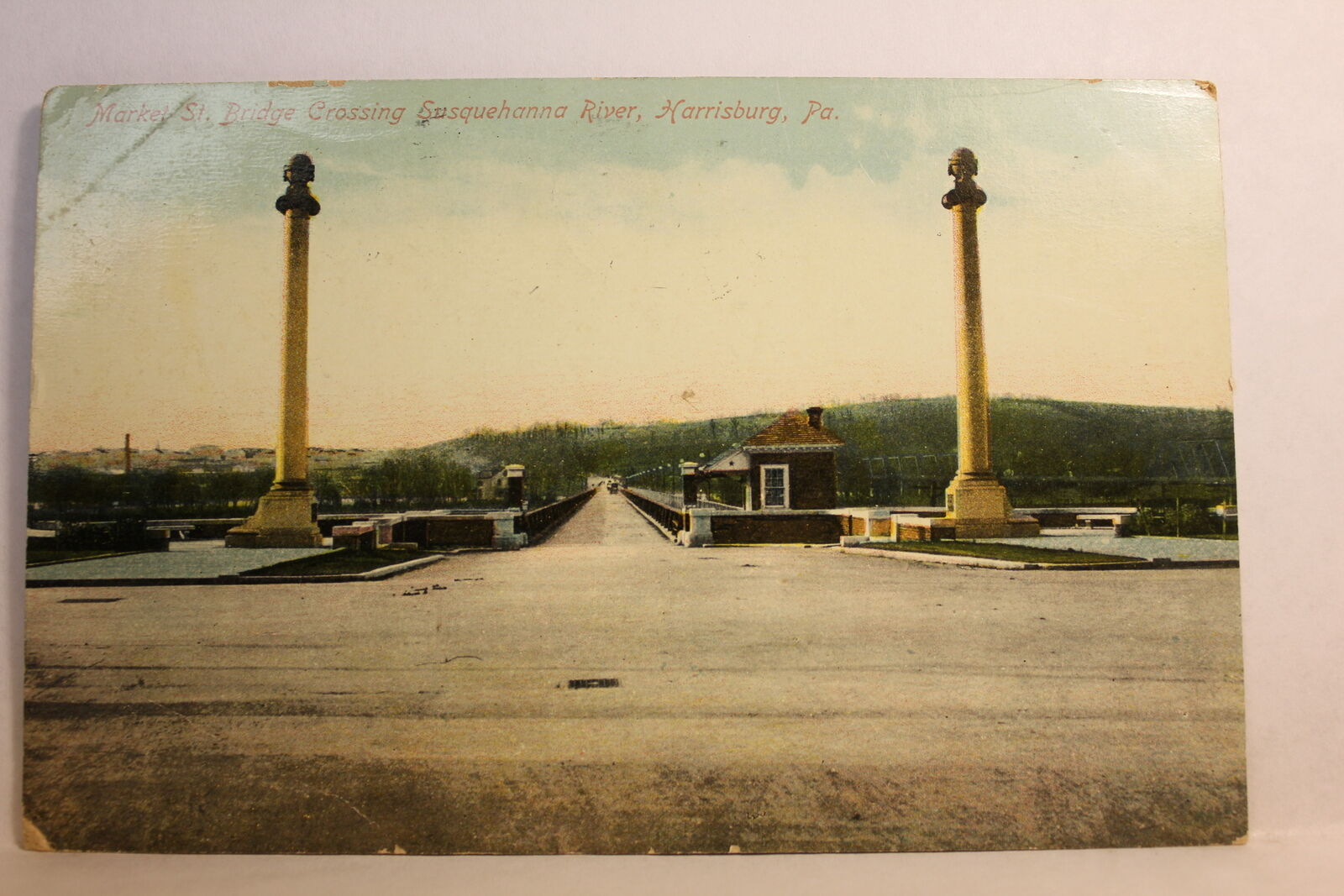 Postcard Market St. Bridge Crossing Susquehanna River Harrisburg PA C15
