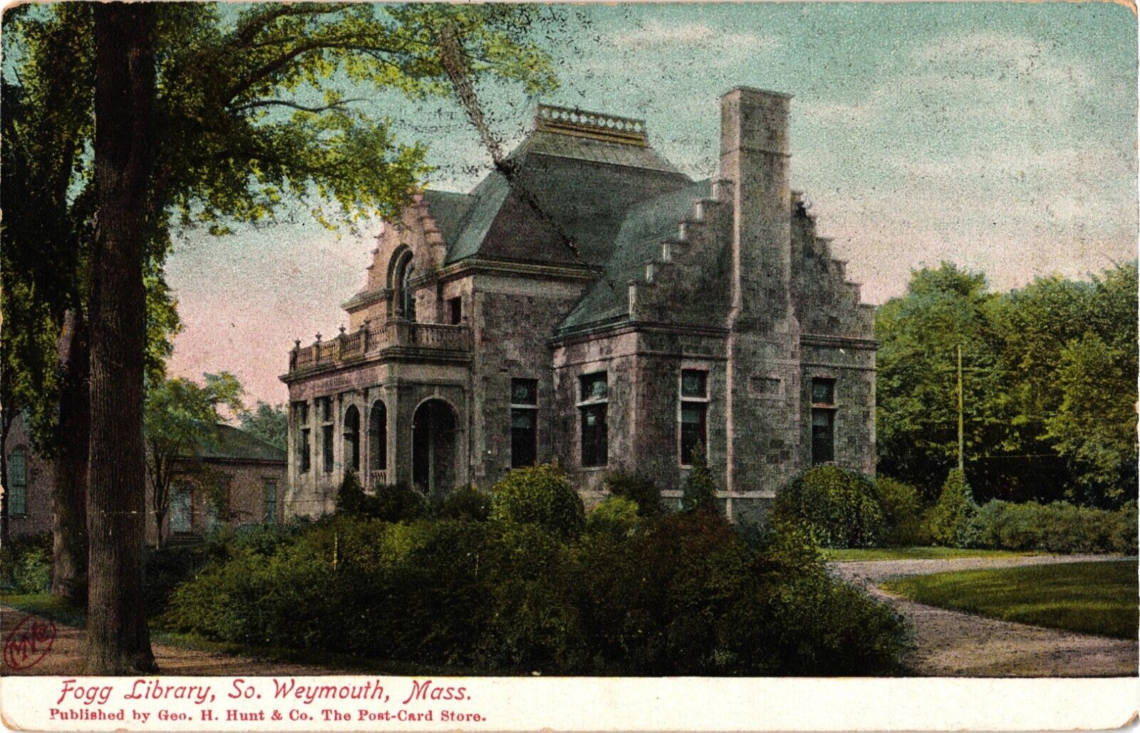 1909 Fogg Library Weymouth Massachusetts Postcard