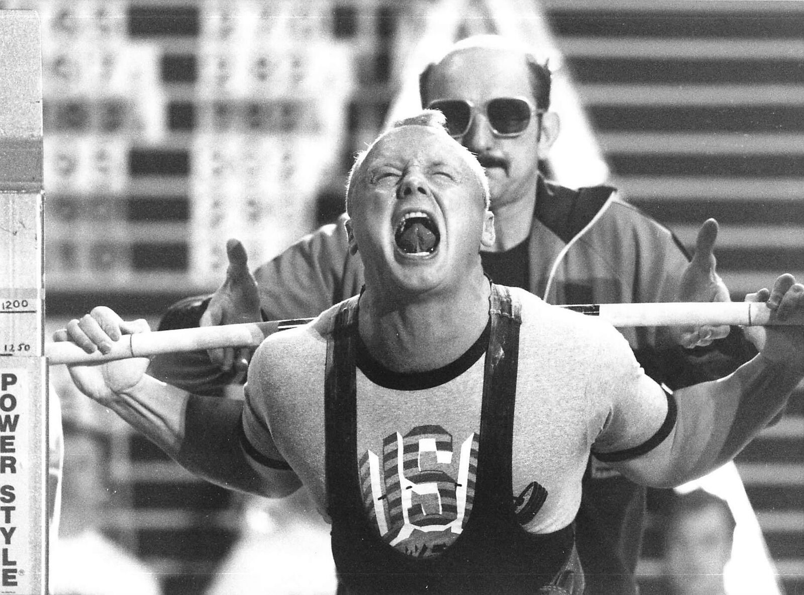 1985 Press Photo USA Bruce Takala Power Weight Lifting World Championships Espoo