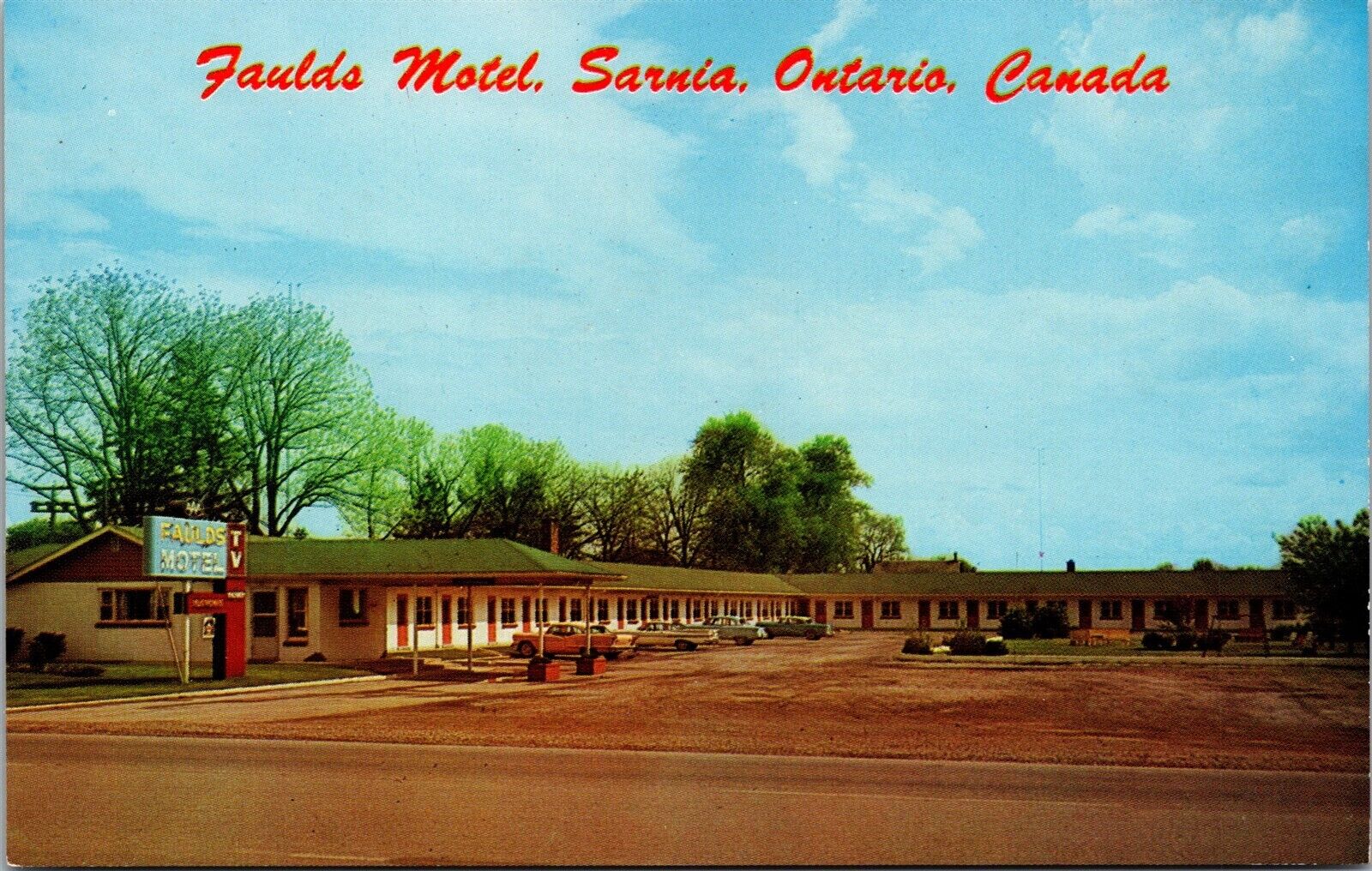 Vtg Sarnia Ontario Canada Faulds Motel 1950s Old Chrome View Postcard