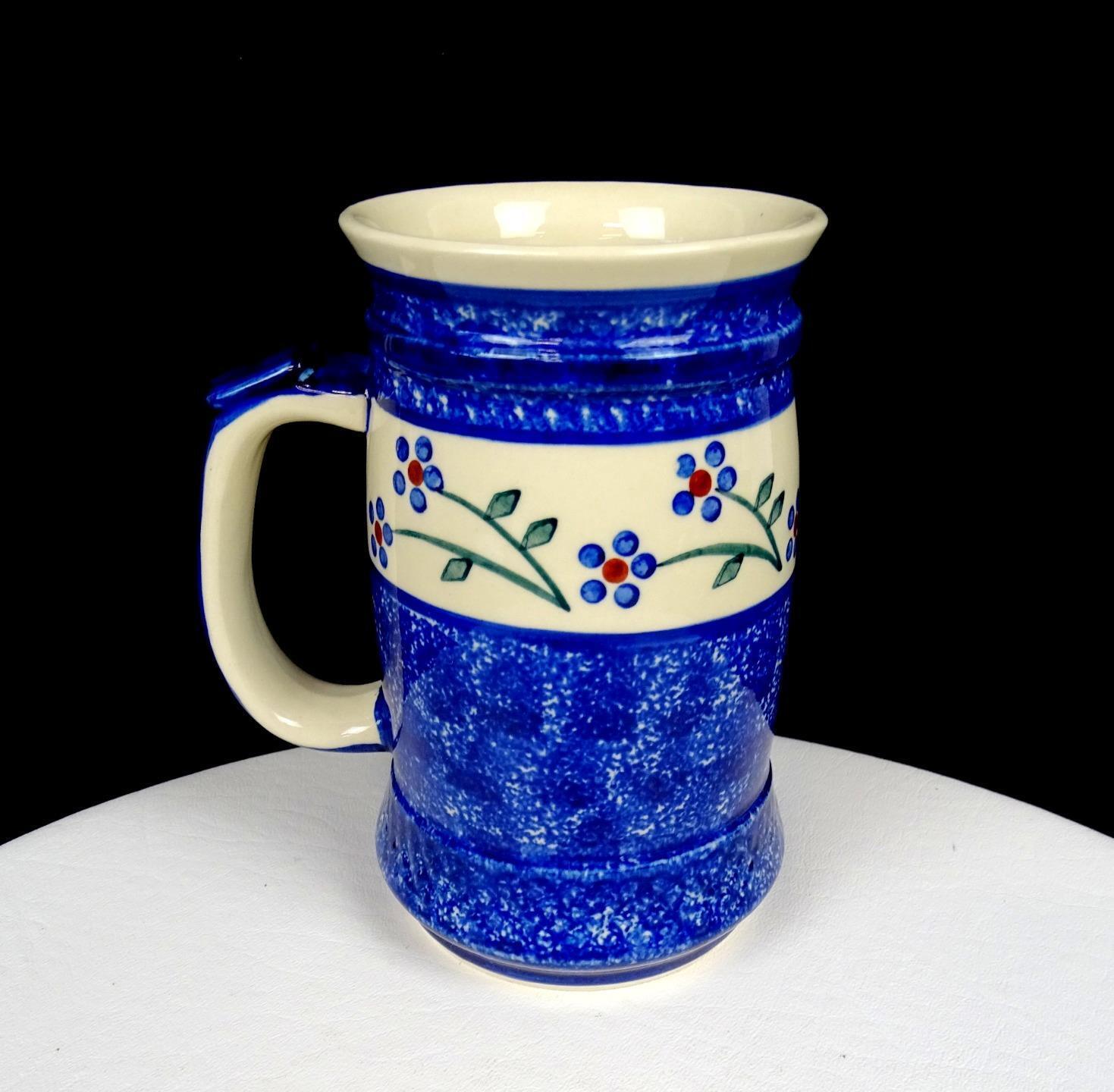 Boleslawiec Polish Pottery #22 Sponged Cobalt Blue Floral Vintage 6\