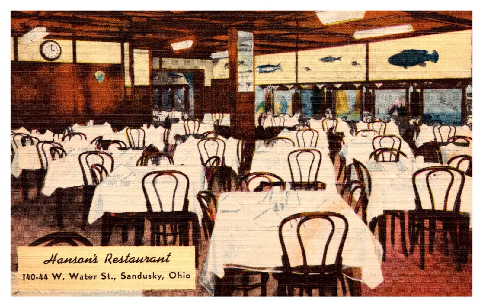 Hanson\'s Restaurant Sandusky Ohio Interior view, Water Street  Postcard #538