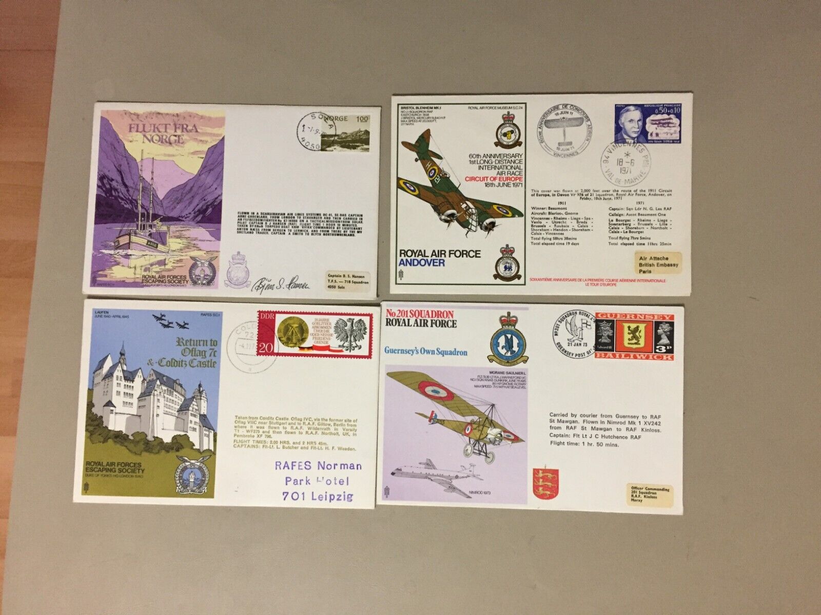 Four Royal Air Force flight covers:France,Norway,Germany,Guersney