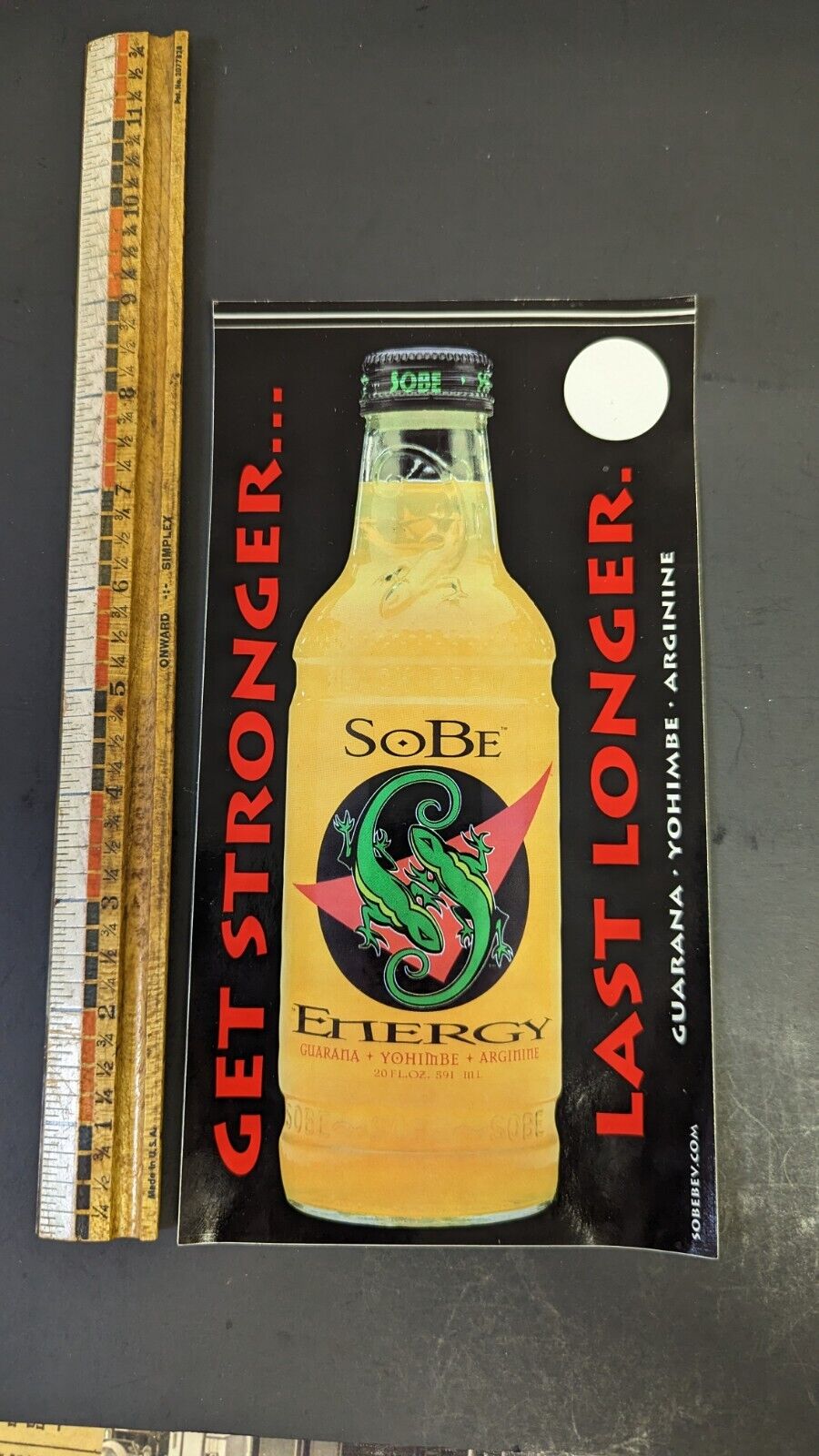 SoBe Energy Y2K Vintage Vending Door Advertising Sticker Unused Rare NOS