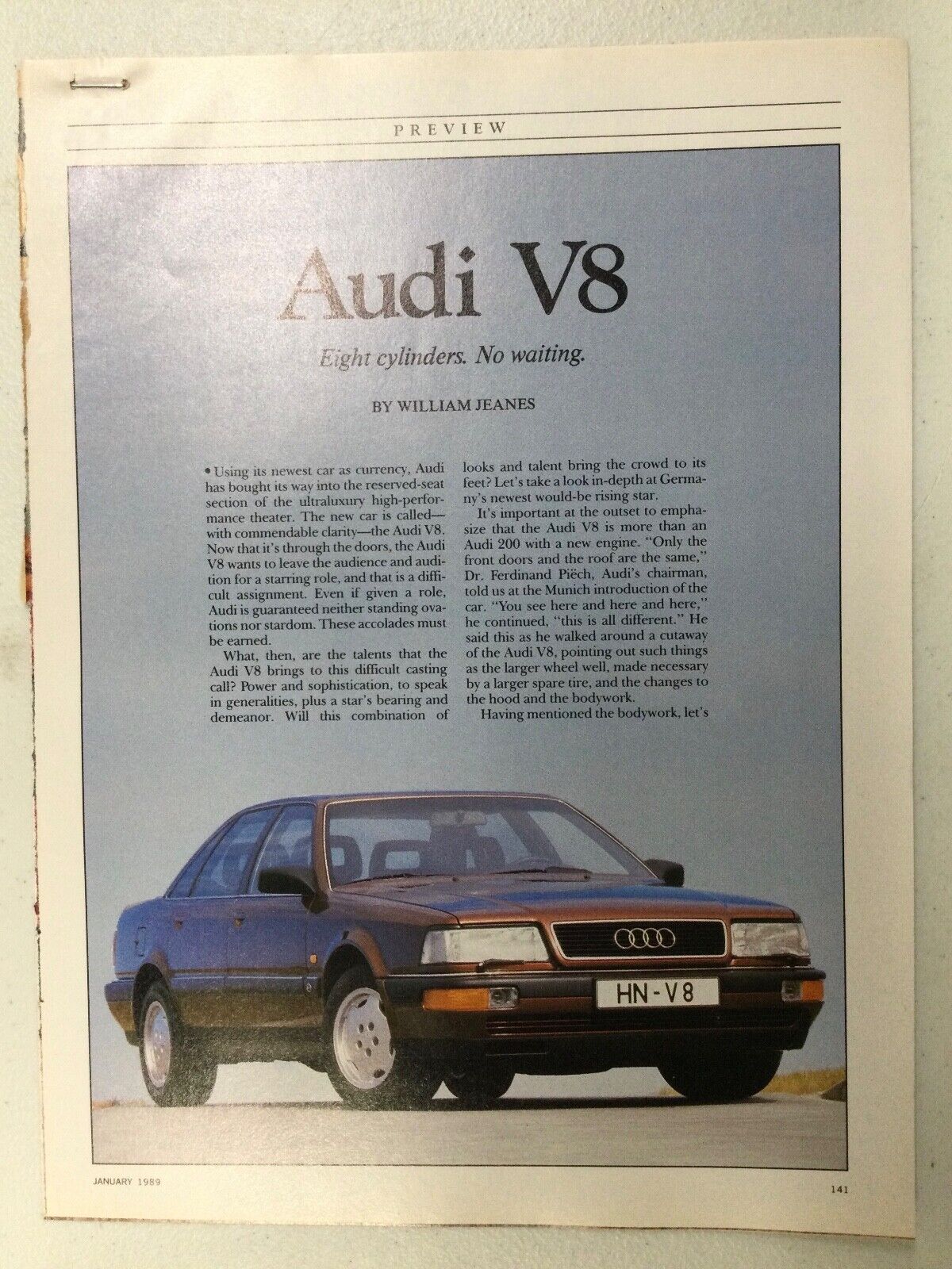 MISC2007 Vintage Article Preview 1989 Audi V8 Jan 1989 5 page