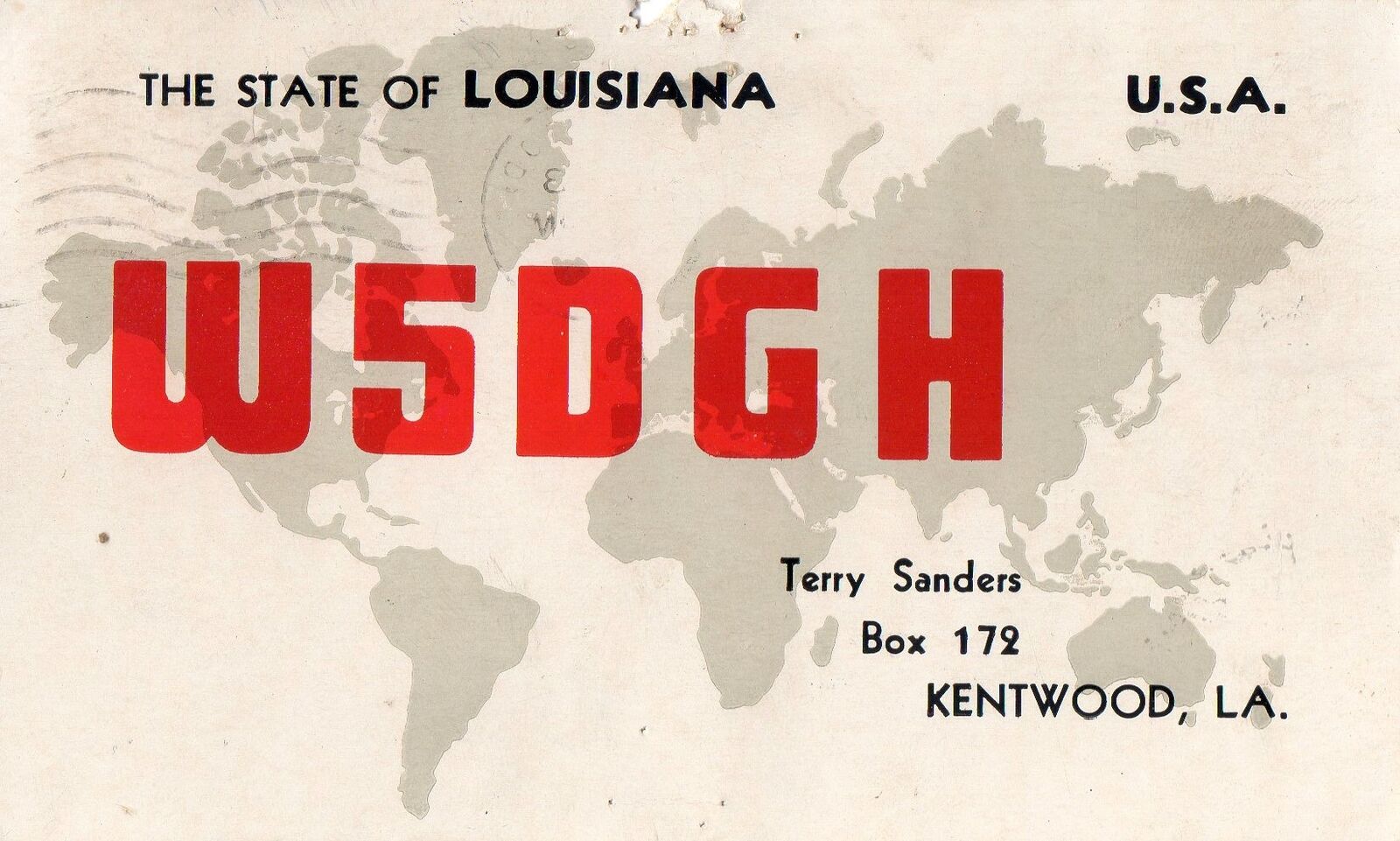 W5DGH QSL Card-Kentwood, Louisiana--1954