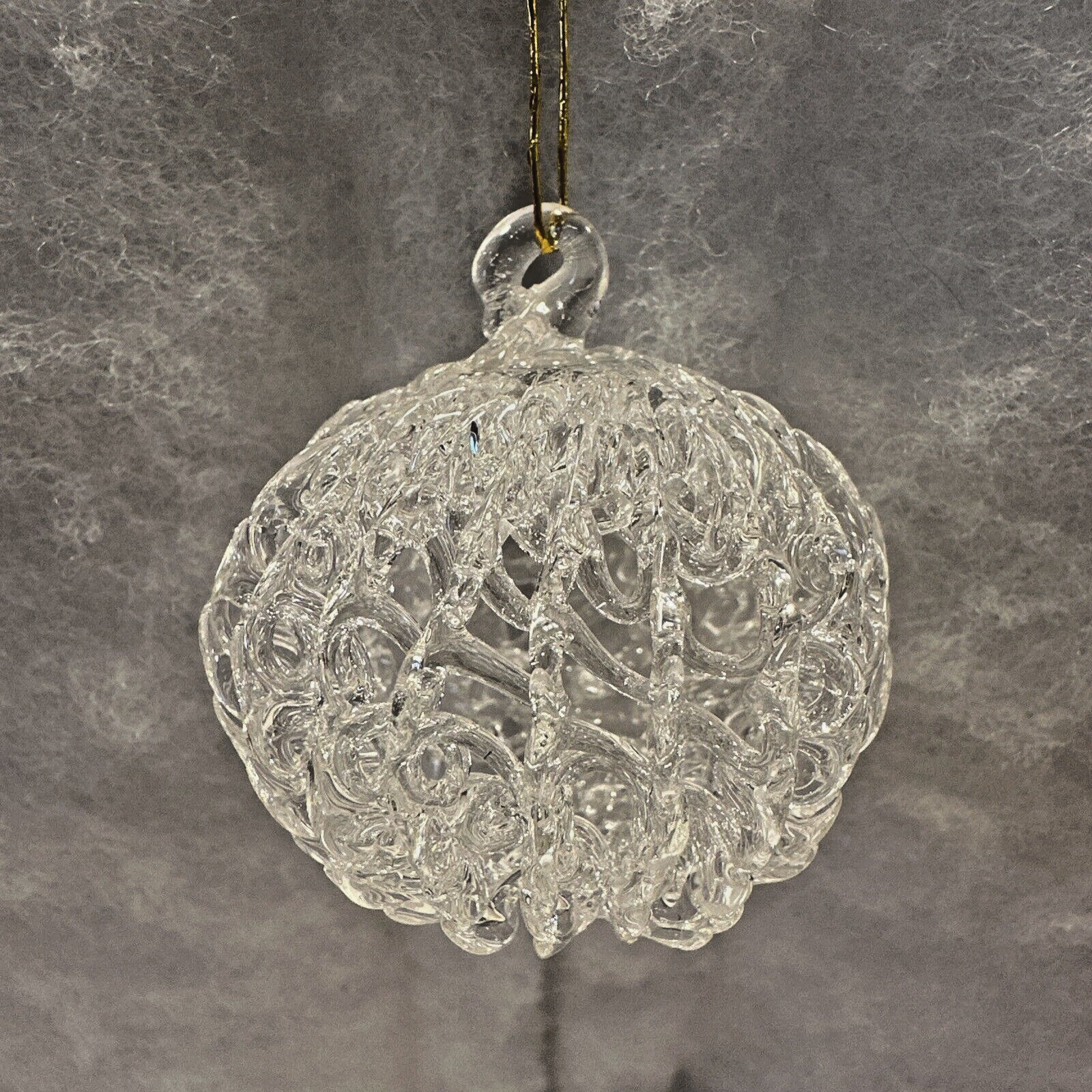 Vintage 1960s Spun Glass Hanging Round Ornament 2\