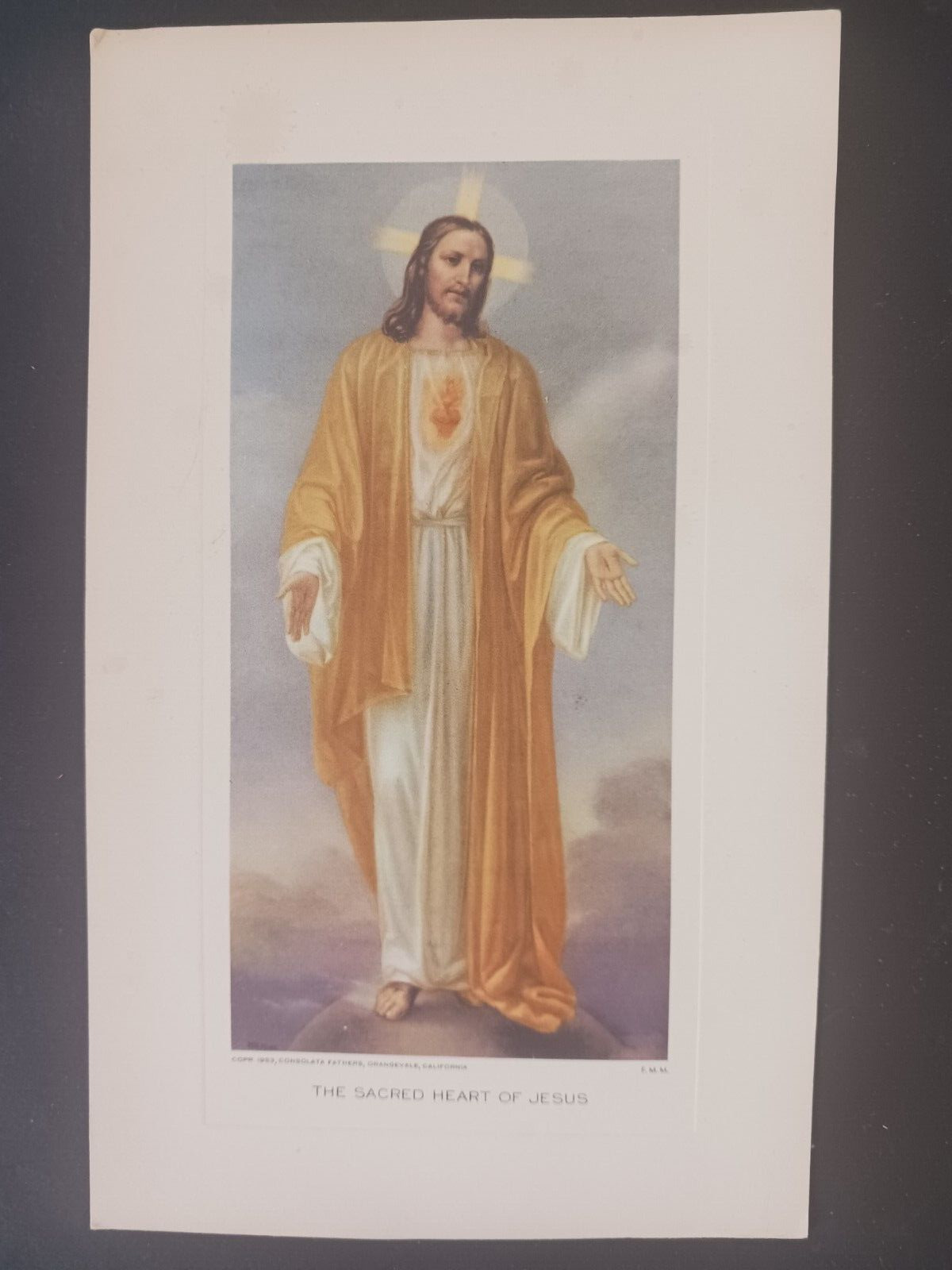 Vintage Litho Print  Sacred Heart Of Jesus Copyright 1953 Consolata Fathers