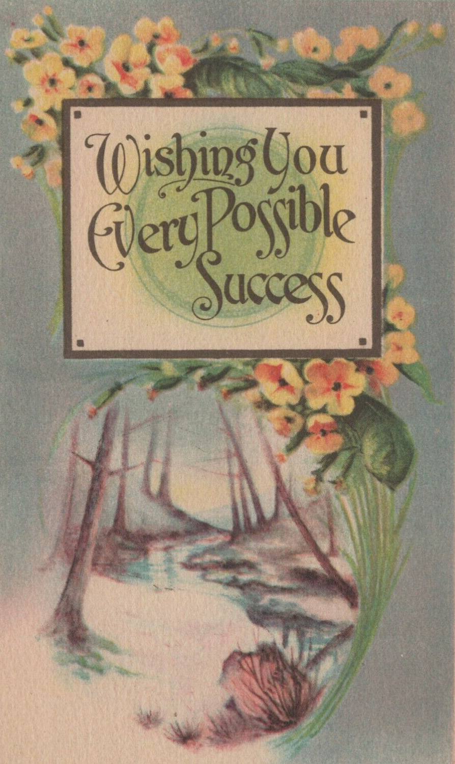 Wishing You Every Possible Success Winter Scene Divided Back Vintage Post Card