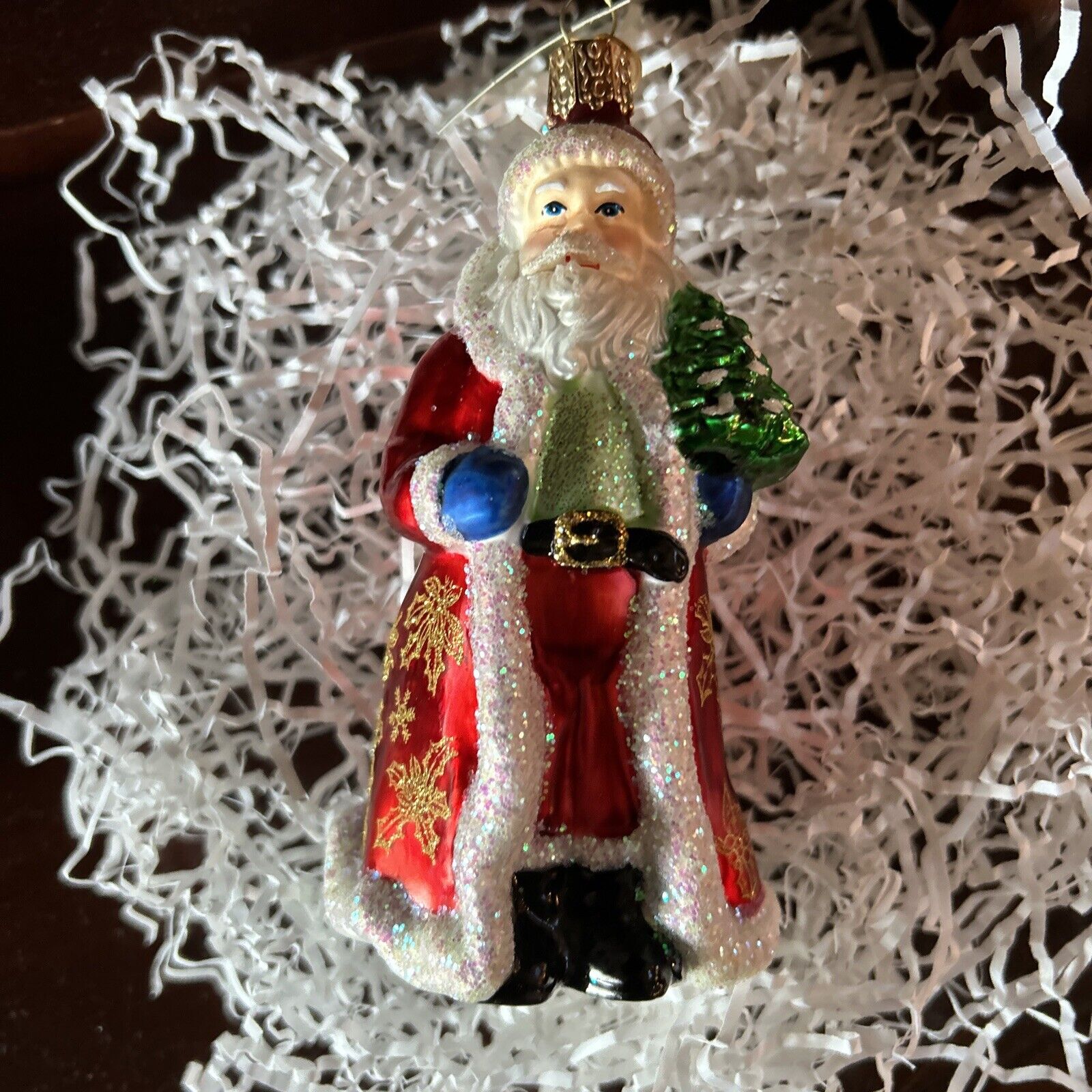 Merck Family’s OWC Glistening Santa  5”x2.5”x2.5” #40249 NEW Tags