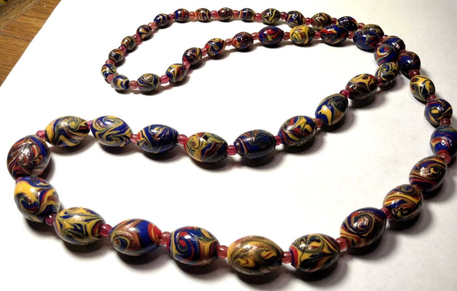 Rare Antique Venetian Fancy Swirled Beads Beaded Necklace