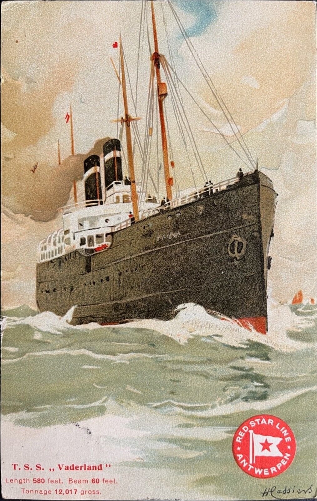 1910 Ship PC SS Vaderland, Red Star Line, Antwerp