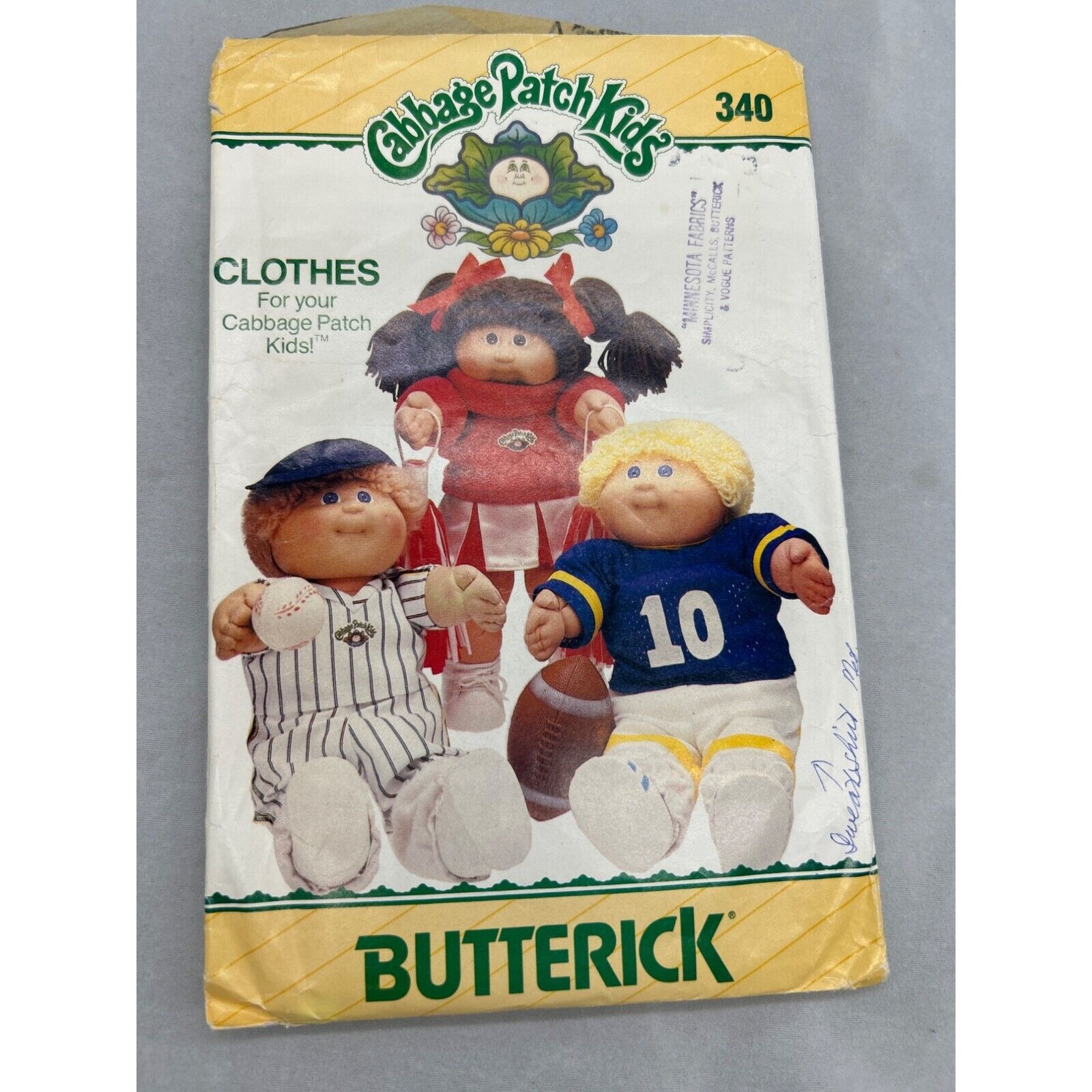 Vintage Cabbage Patch Kids Butterick Sewing Sports Patterns 340