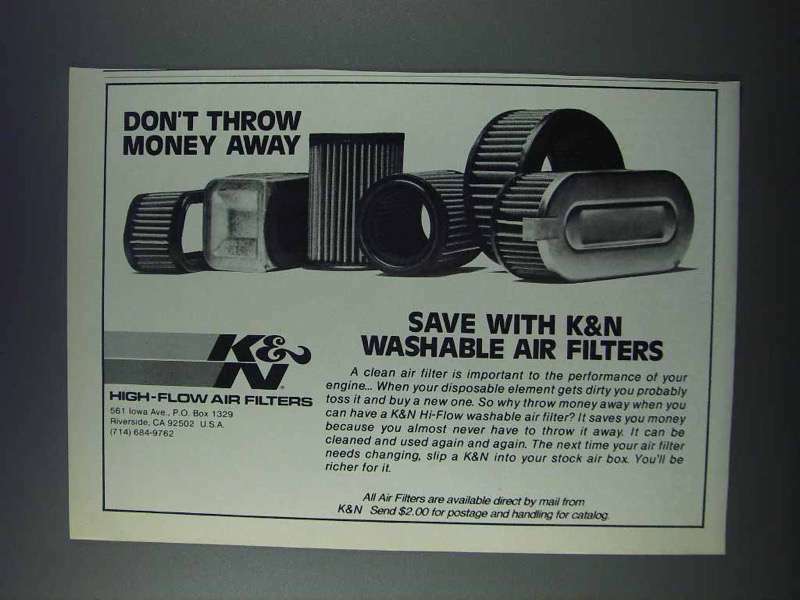 1981 K&N High-Flow Air Filters Ad - Don\'t Throw Money