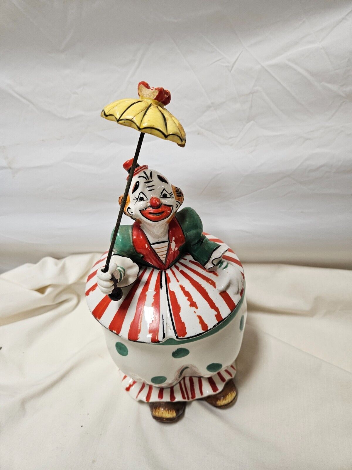 Rare Vintage Yona 1957 Clown Cookie Jar w/Umbrella