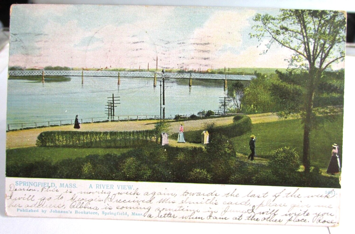 1907 SPRINGFIELD MASSACHUSETTS MA., Postcard River View Posted 1907 River Scene