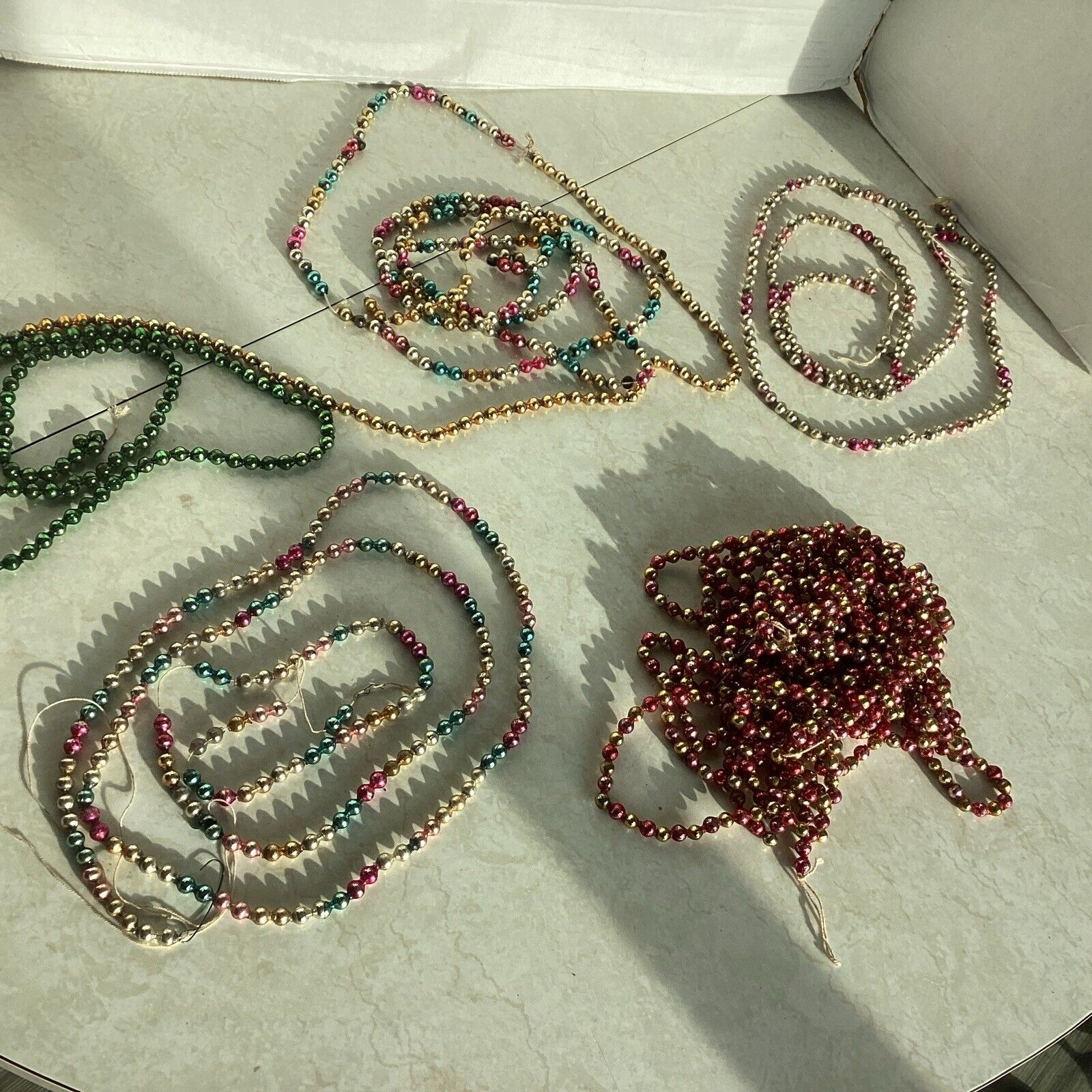 Vintage Christmas Assorted Color Mercury Glass Bead Garland Large Lot 552\