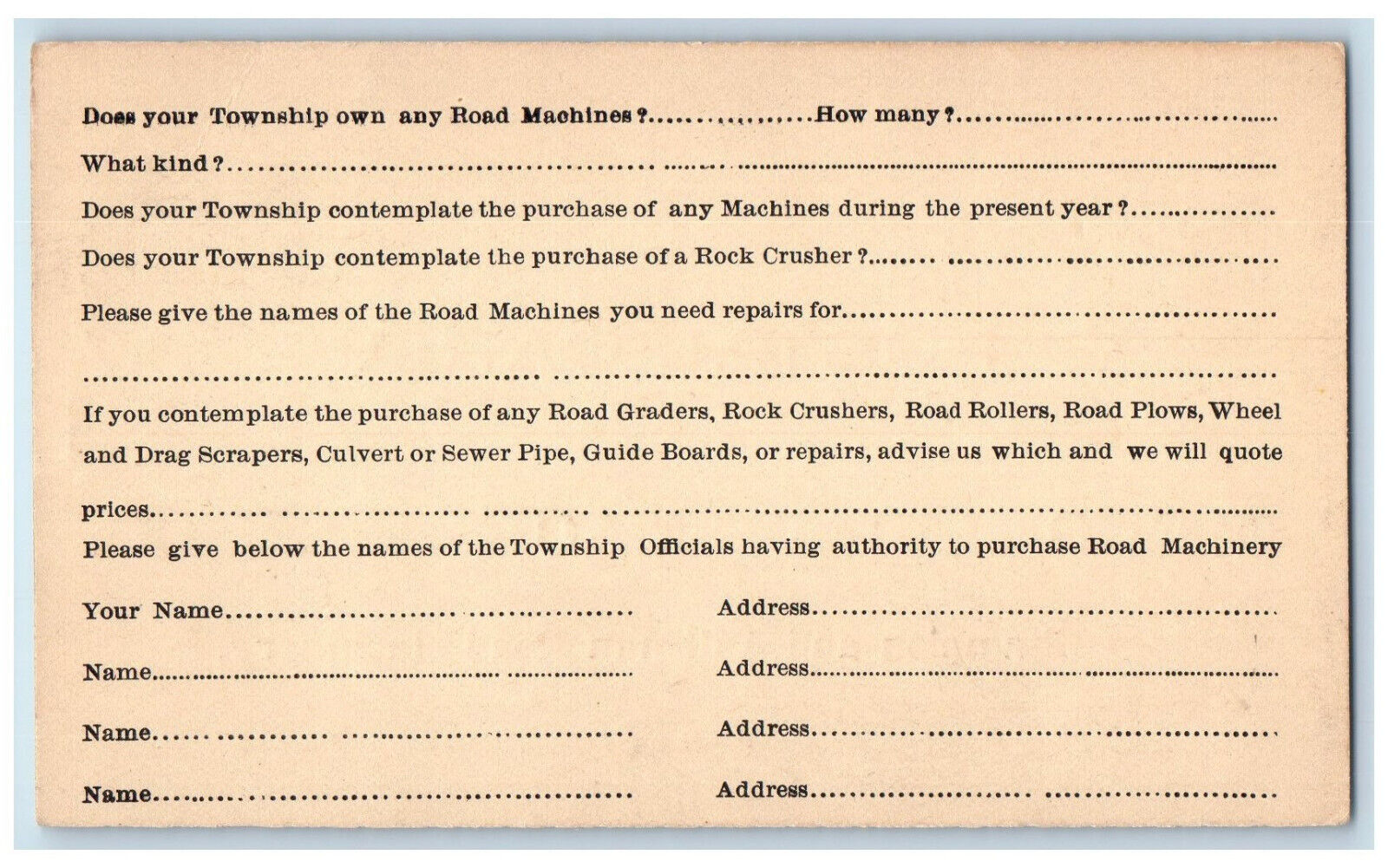 c1880\'s Road Machinery Purchase Good Roads Machinery Co. PA Postal Card