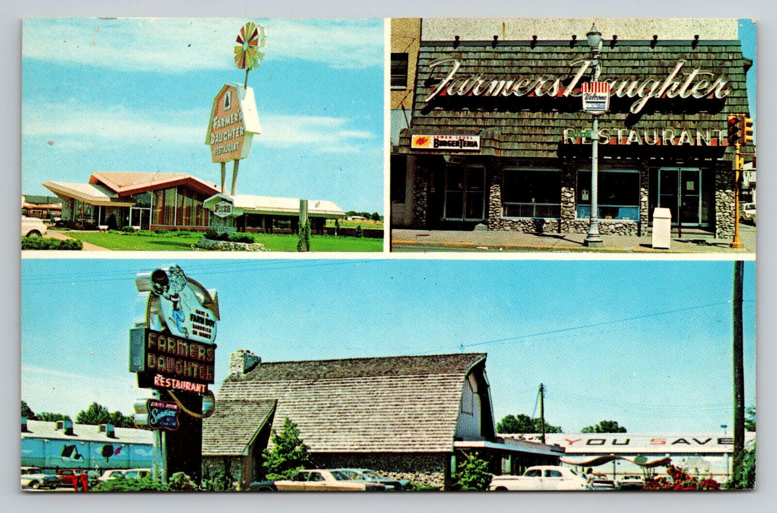 Evansville Indiana Farmer\'s Daughter Restaurant 1960\'s IN Postcard