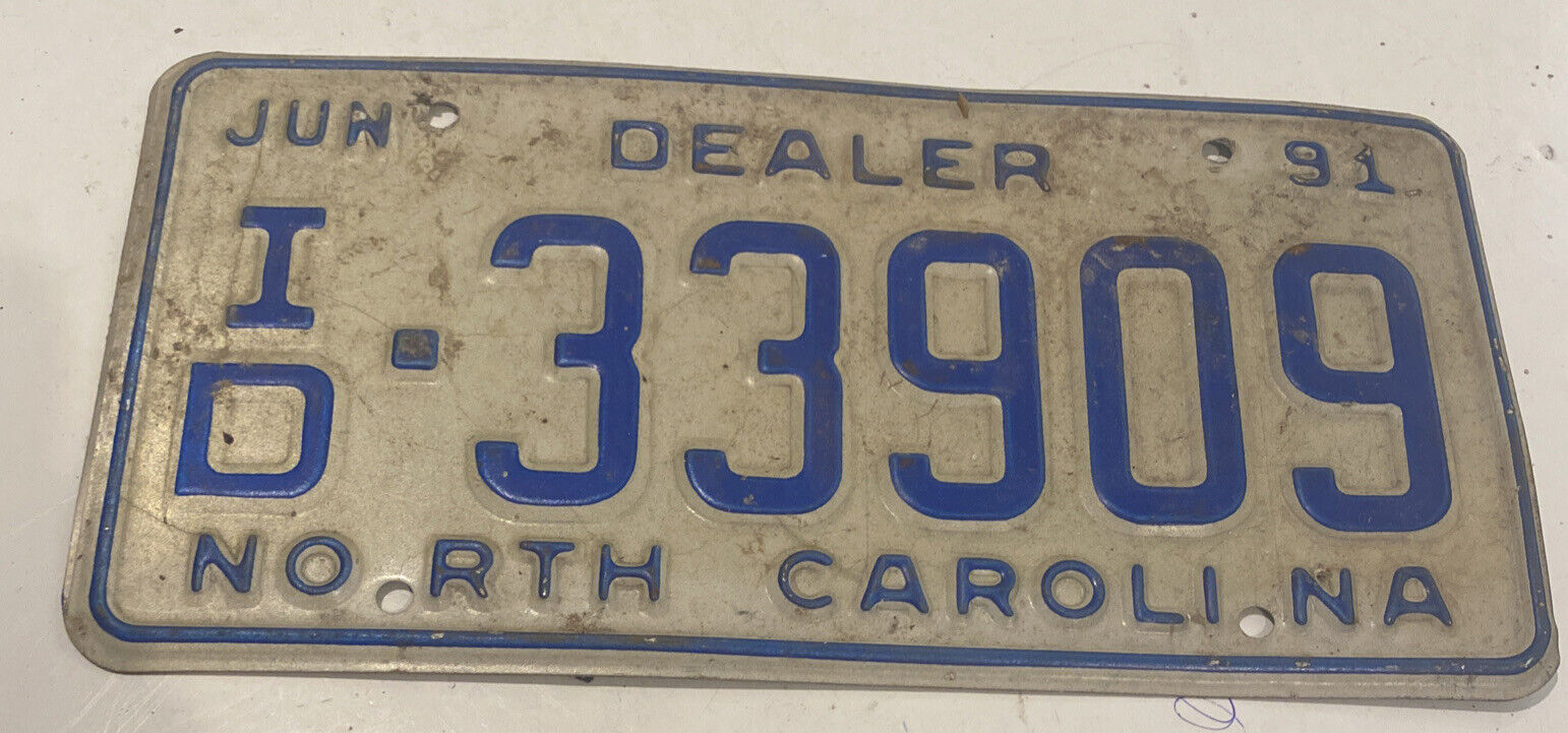 Vintage 1991 North Carolina License Plate ID-33909  Dealer