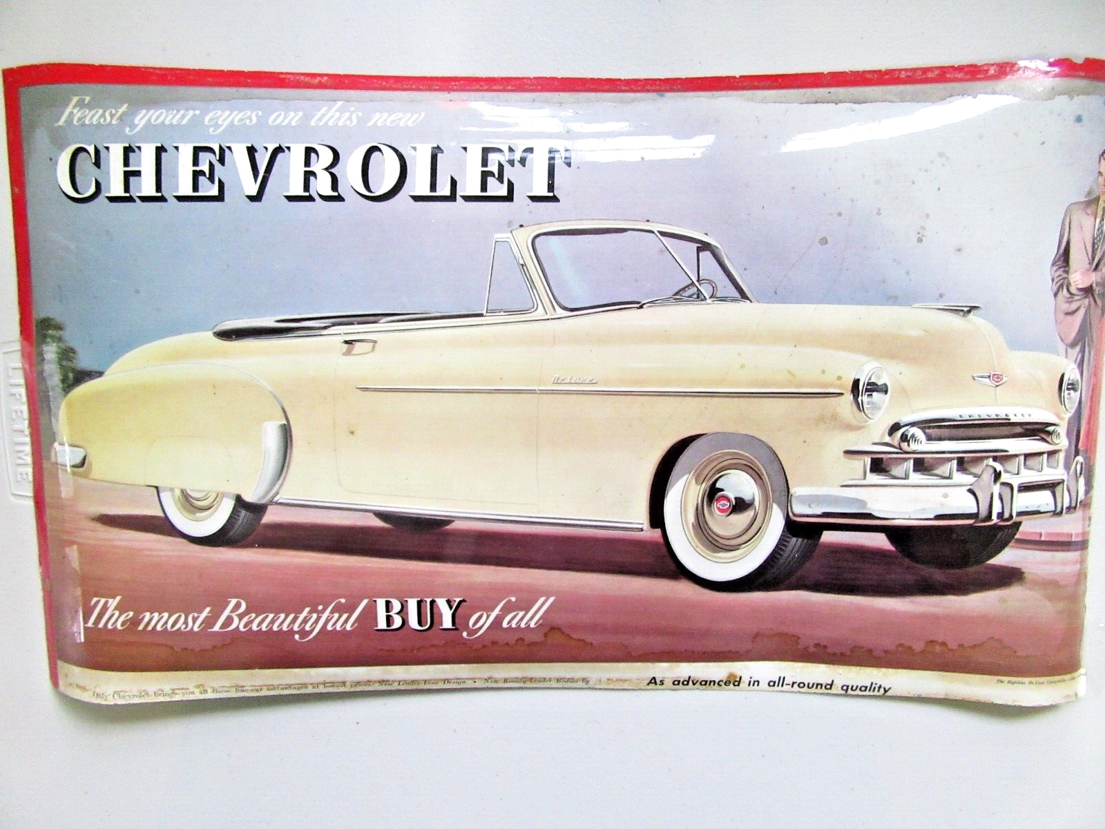 Vintage Rare 1949 Chevrolet Car Skyeline Deluxe Advertisement Subway Bus Poster
