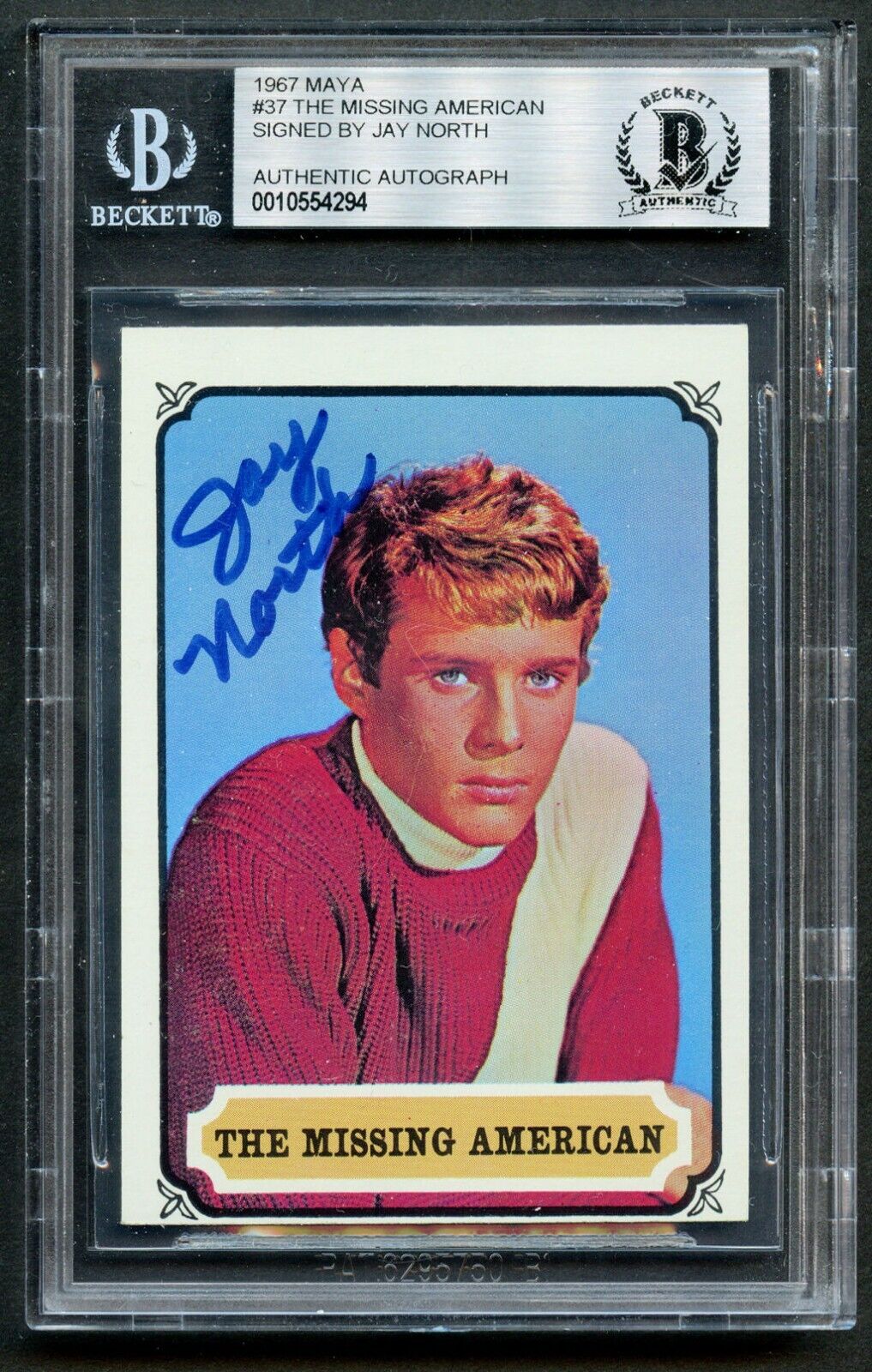 Jay North #19 signed autograph auto 1967 Maya The Missing American Card BAS Slab