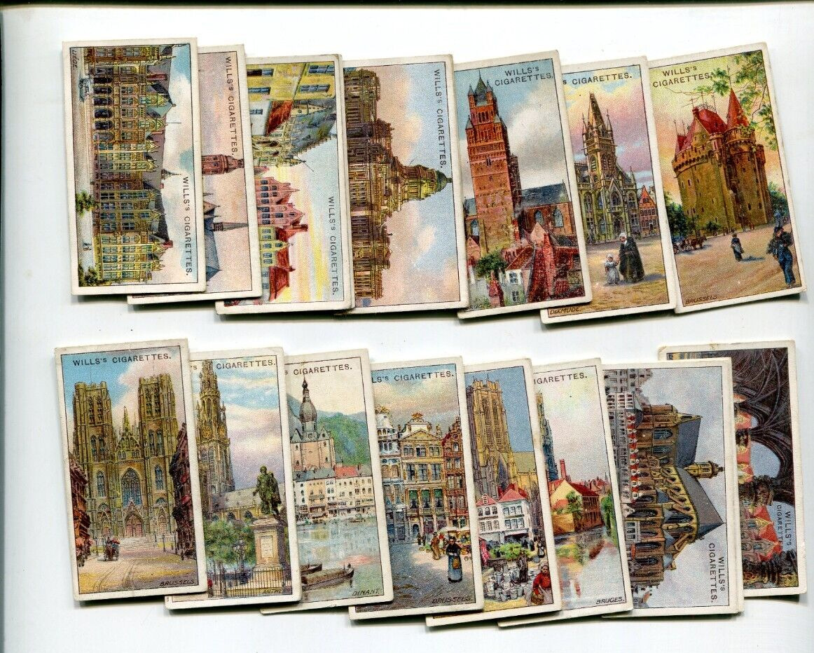 1915 WILLS CIGARETTES GEMS OF BELGIAN ARCHITECTURE 50 TOBACCO CARD SET