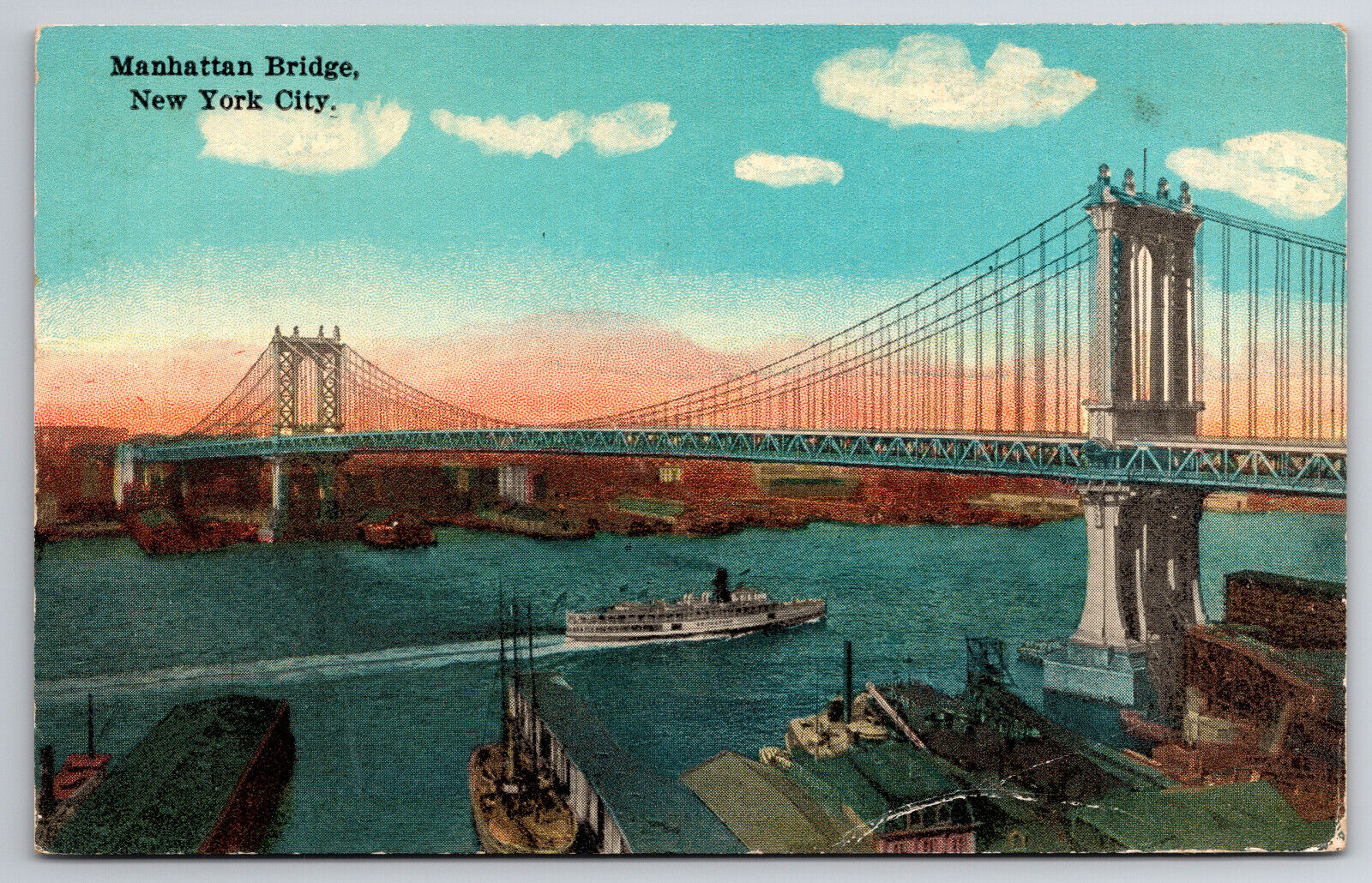 Vintage Postcard Manhattan Bridge New York City