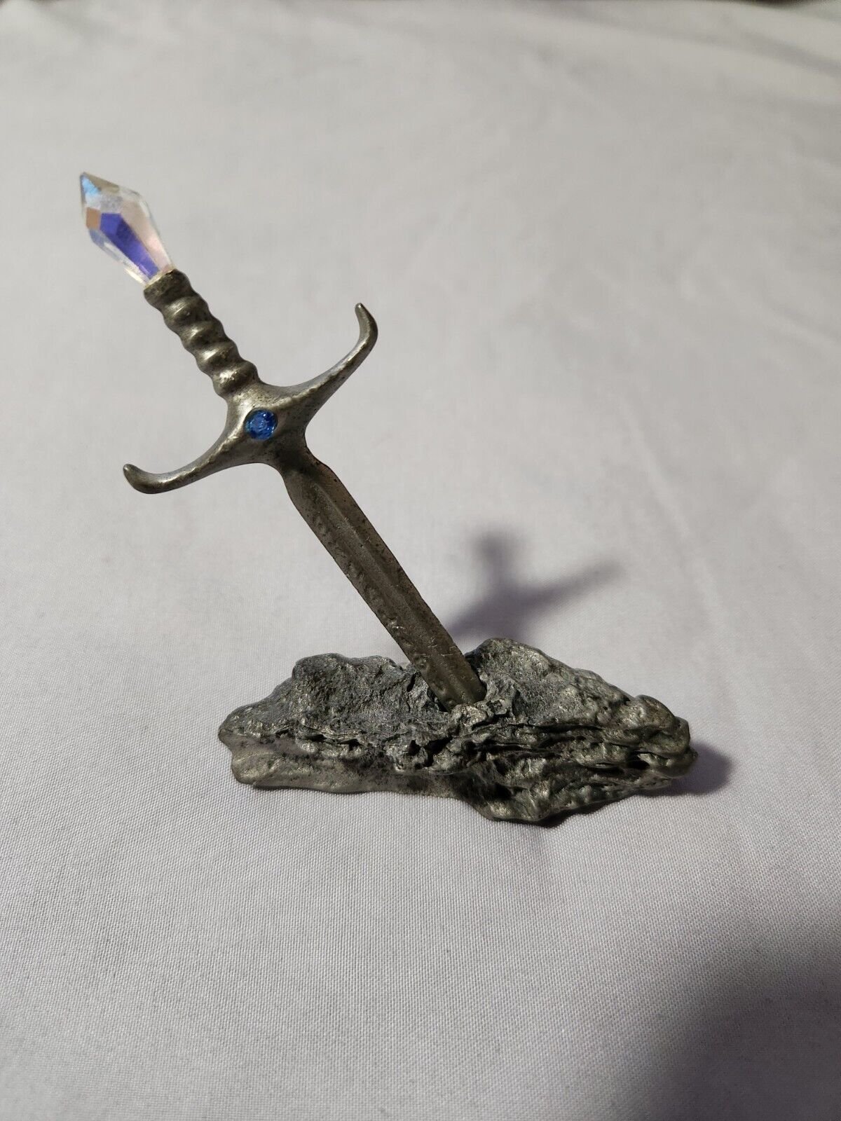 Vintage Pewter Miniture Sword in the Stone Excalibur King Arthur Mythical Legend