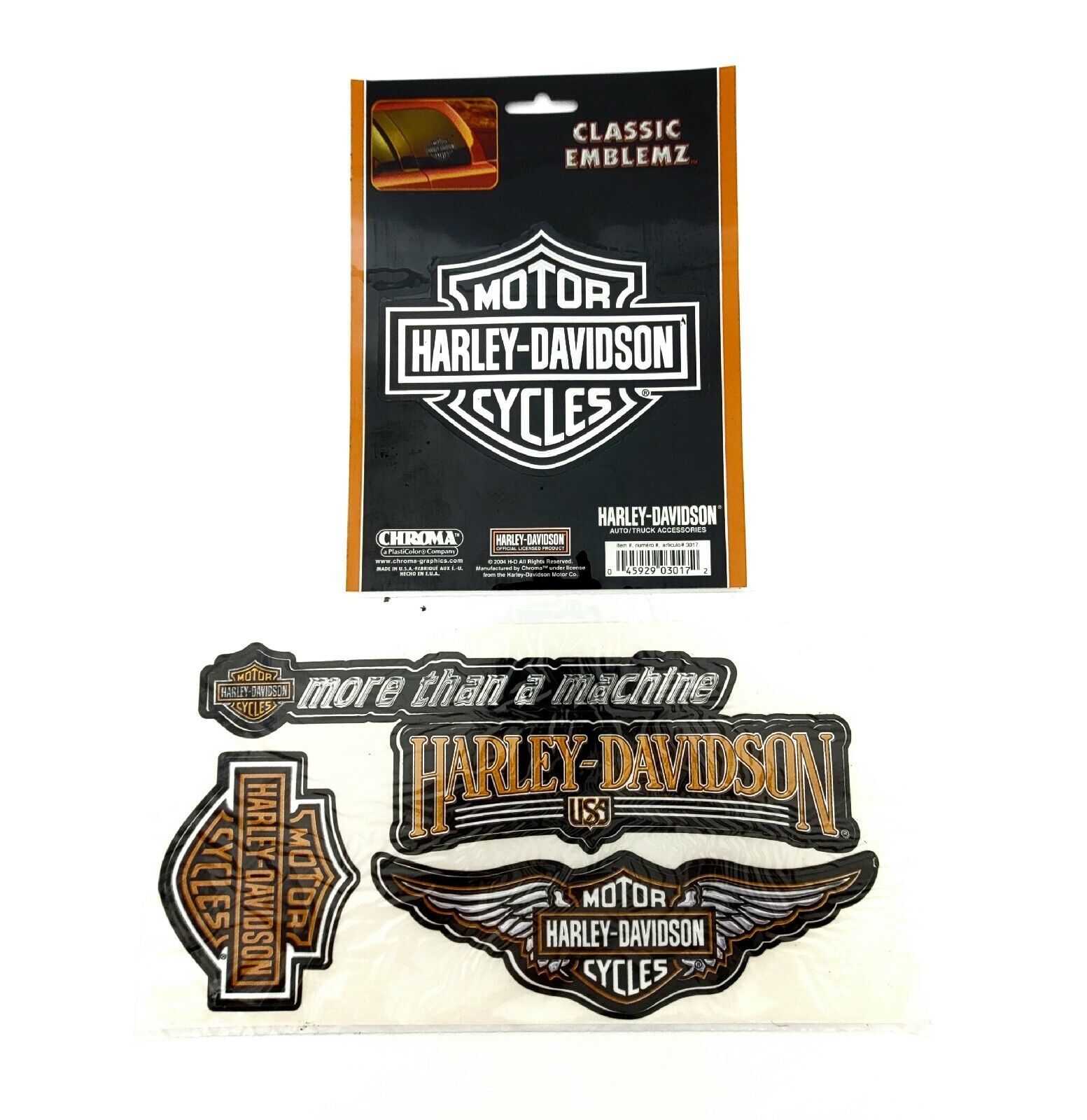 Lot of 5 Harley Davidson Stickers Classic Emblemz Wings Motorcycle Biker