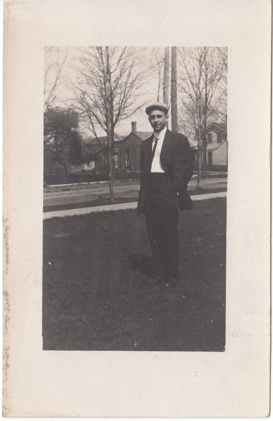 Real Photo Postcard RFPC 1940s Man In Suit - Unposted Card Black and White