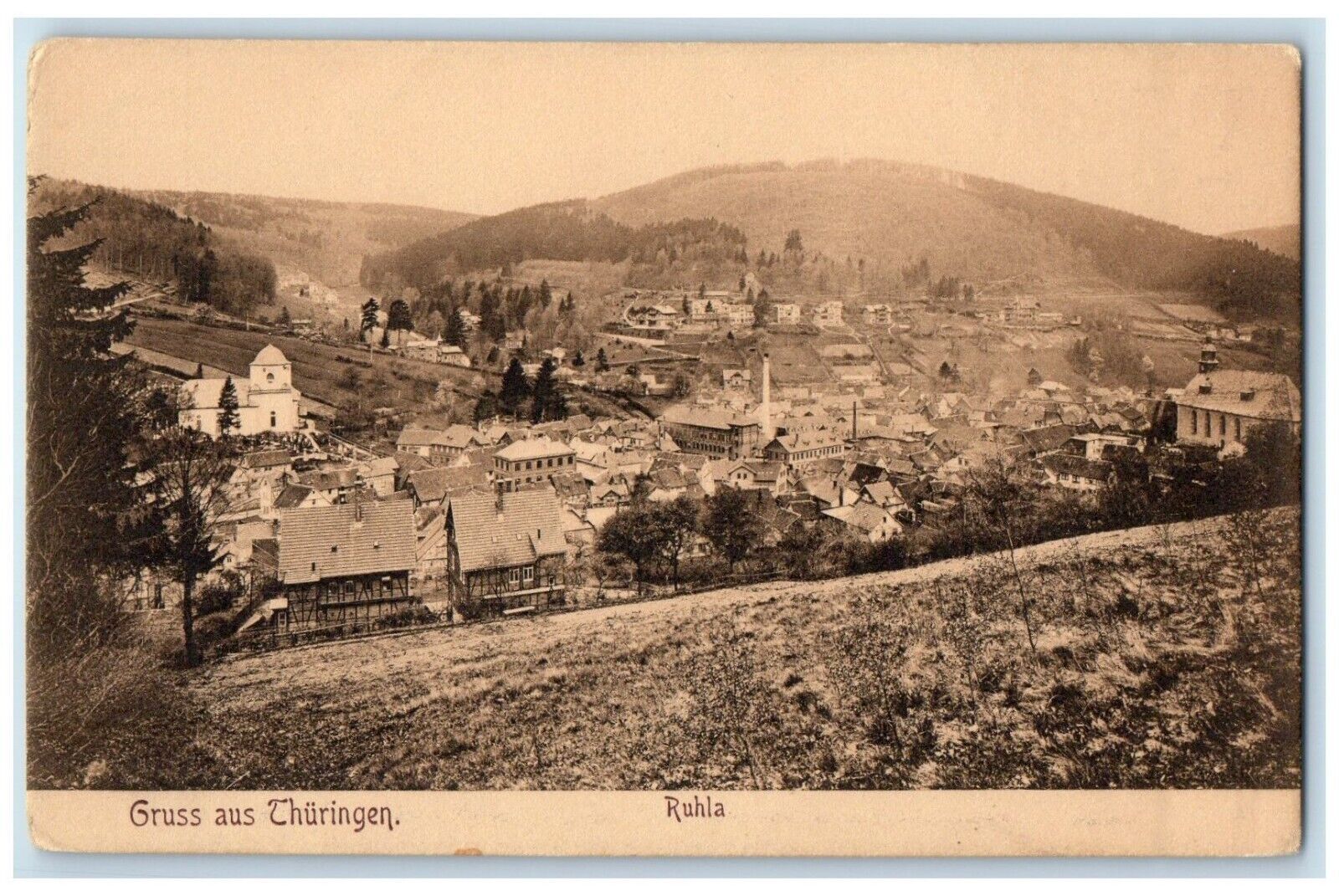 c1910 Greetings from Thüringia Germany Ruhla Unposted Antique Postcard