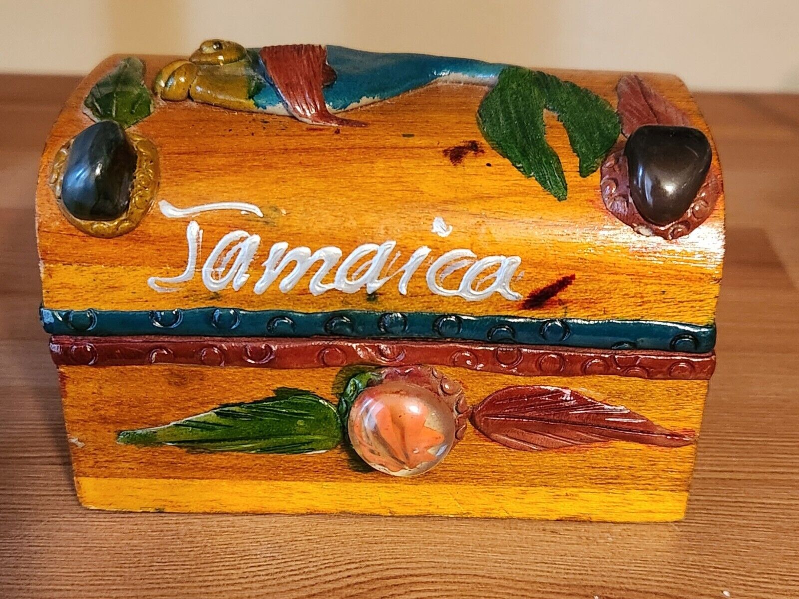 Vintage Handmade Small Wooden Jewelry/Trinket box Jamaica