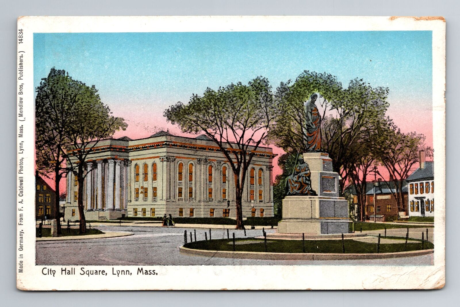 Lynn, MA-Massachusetts, City Hall Square, Foil Copper Windows , Vintage Postcard