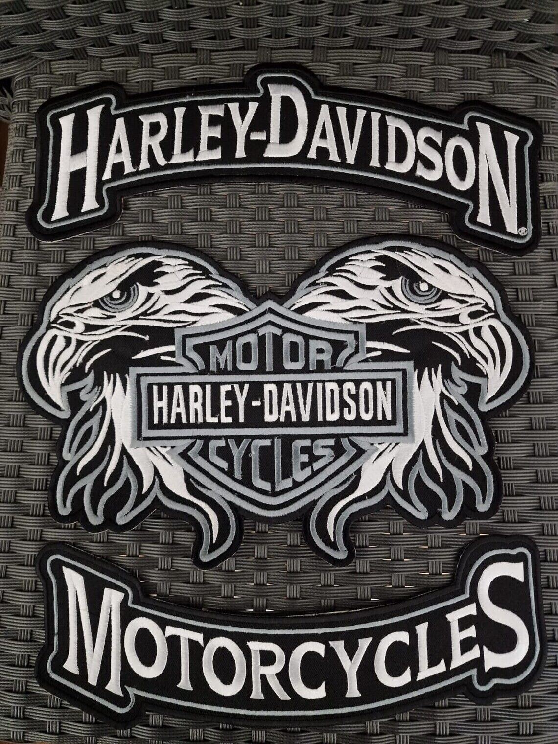 Harley Davidson Set of Three 3 Double Eagle Patch - Embroidered Motorcycle