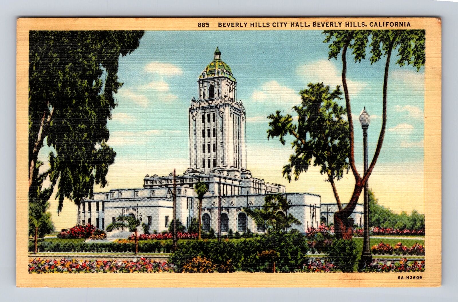 Beverly Hills CA-California, Beverly Hills City Hall, Antique, Vintage Postcard