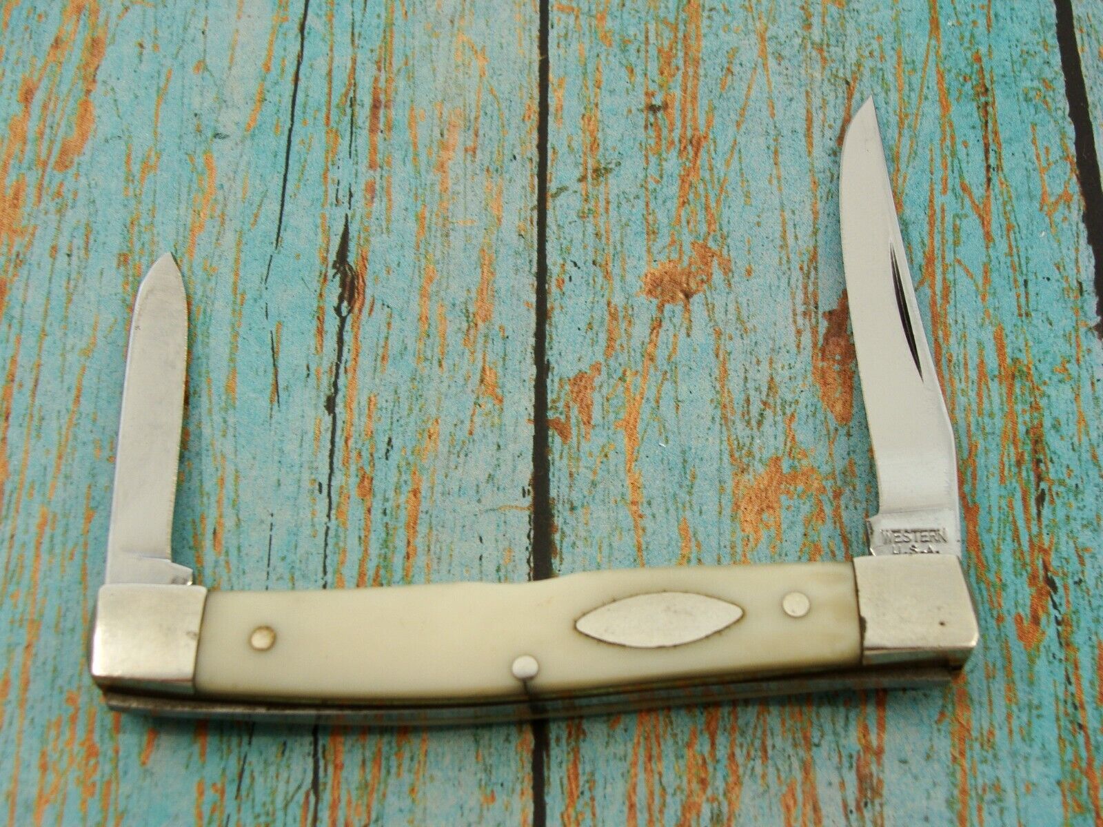 VINTAGE WESTERN USA 441 SLIM DOGLEG JACK FOLDING POCKET KNIFE KNIVES TOOLS