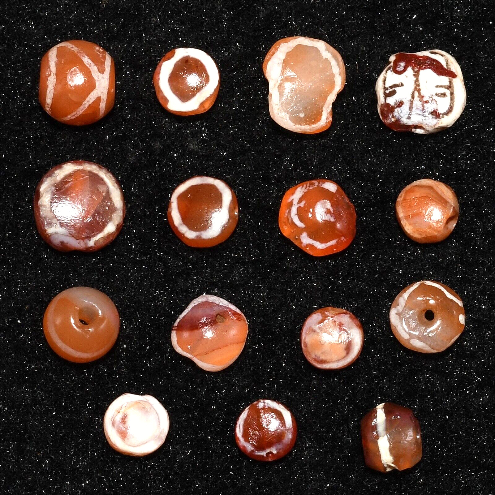 15 Ancient Pyu Culture Etched Carnelian Beads in Good Condition over 1000 Years