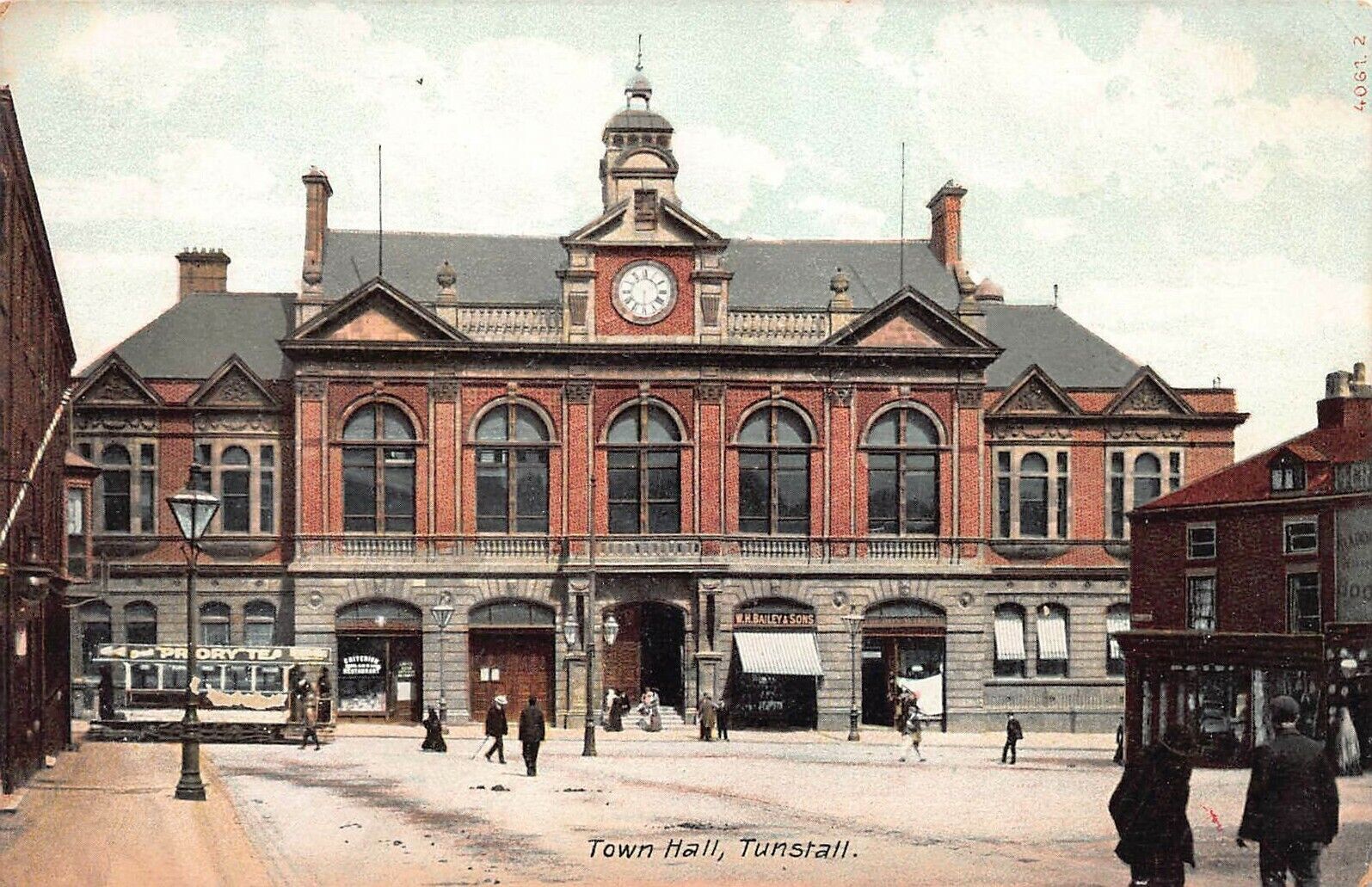 Town Hall, Tunstall, England, Great Britain, Early Postcard, Unused 