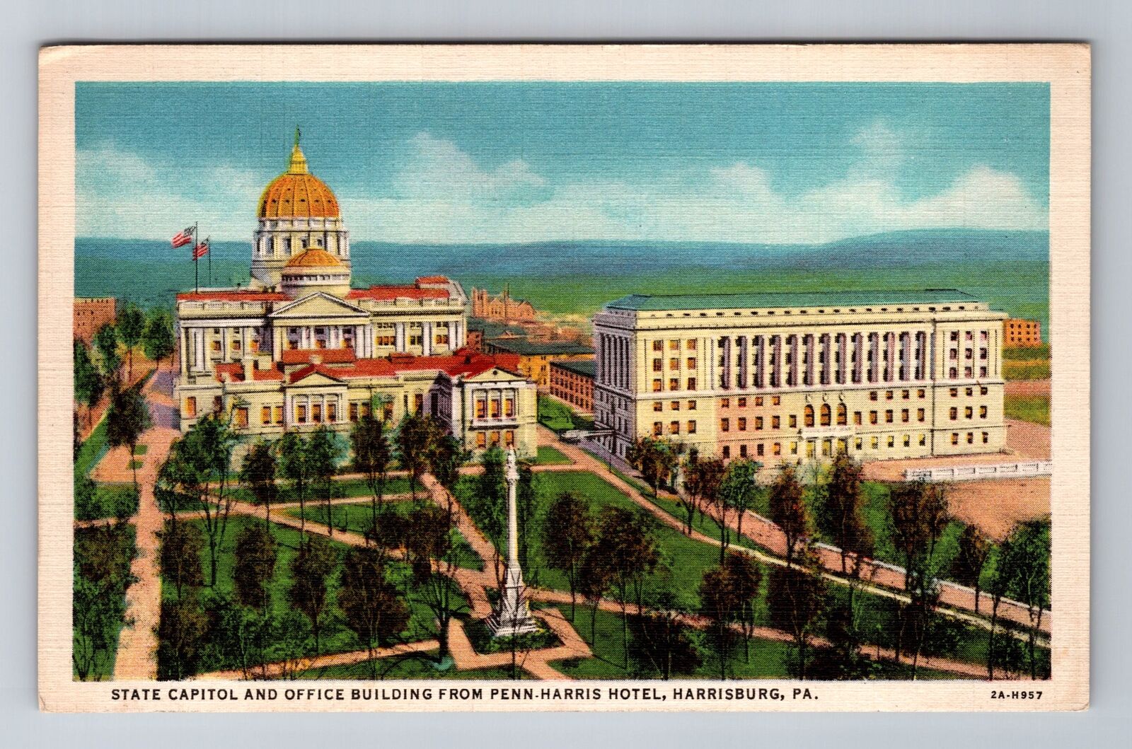 Harrisburg PA-Pennsylvania, State Capitol, Penn-Harris Hotel, Vintage Postcard