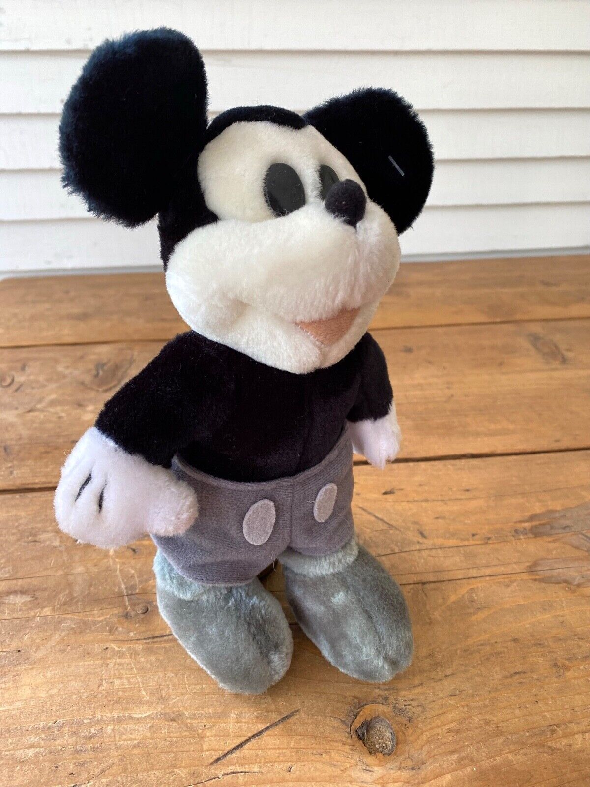 9” VINTAGE Old Time BLACK & WHITE Mickey Mouse PLUSH Doll Toy JAPAN Import RARE