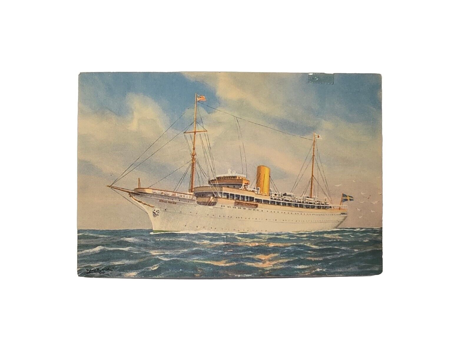 1957 Vintage Postcard Onboard The Stella Polaris Clipper Line, Collectable Find