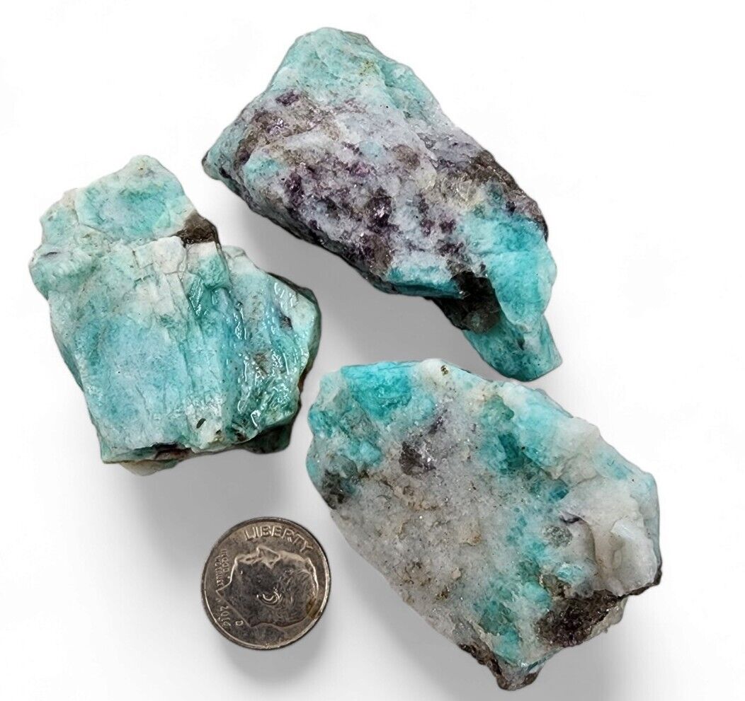 Amazonite Crystals 132 grams Brazil. 3 Piece Lot