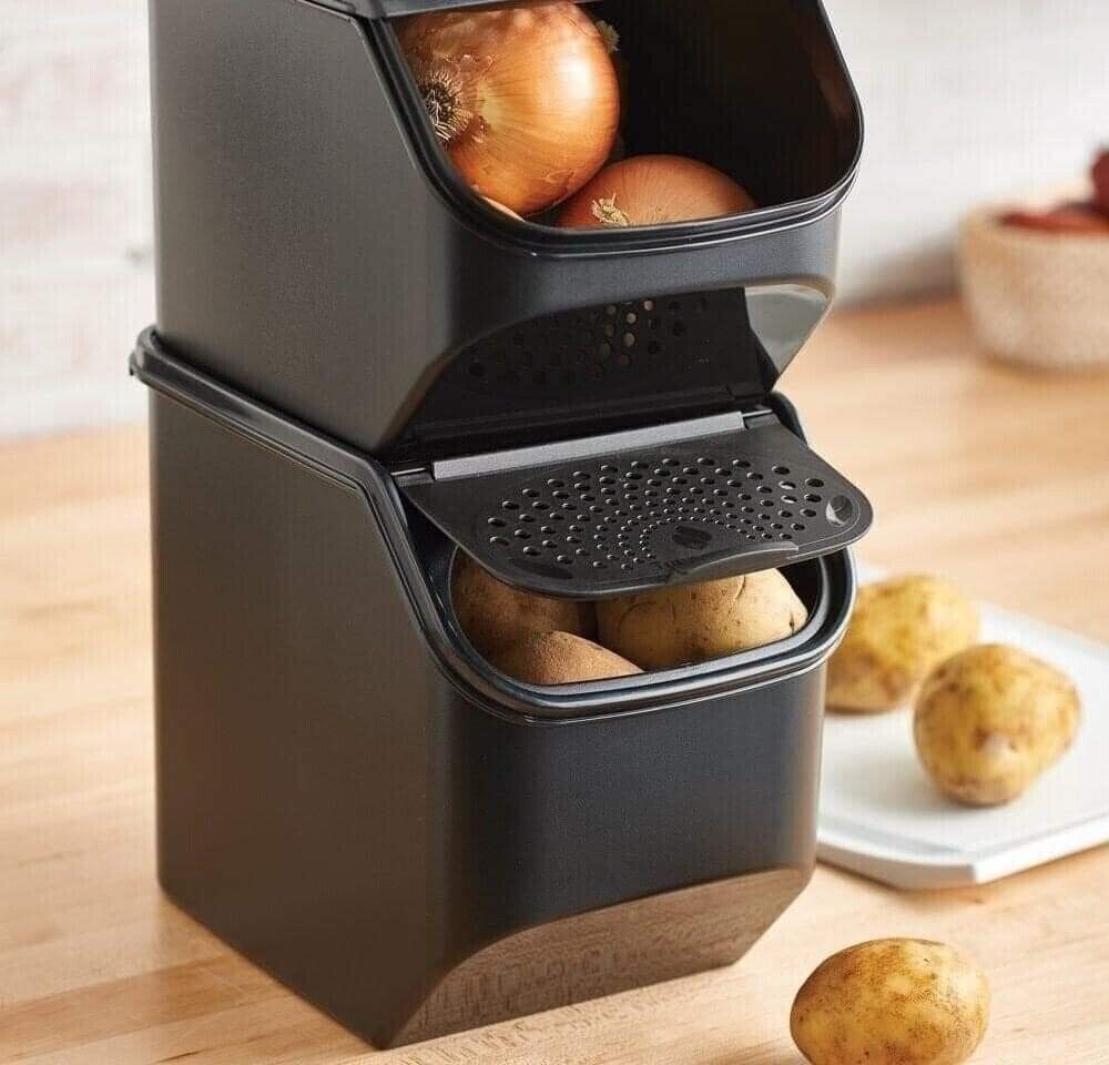 Tupperware Black Potato Smart Container and Onion/Garlic Smart Keeper Combo