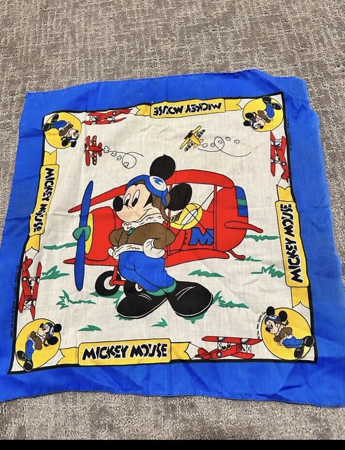 Vintage Disney Mickey Mouse 1980s Bandanas Hankerchiefs Rags Squares Lot Of 3