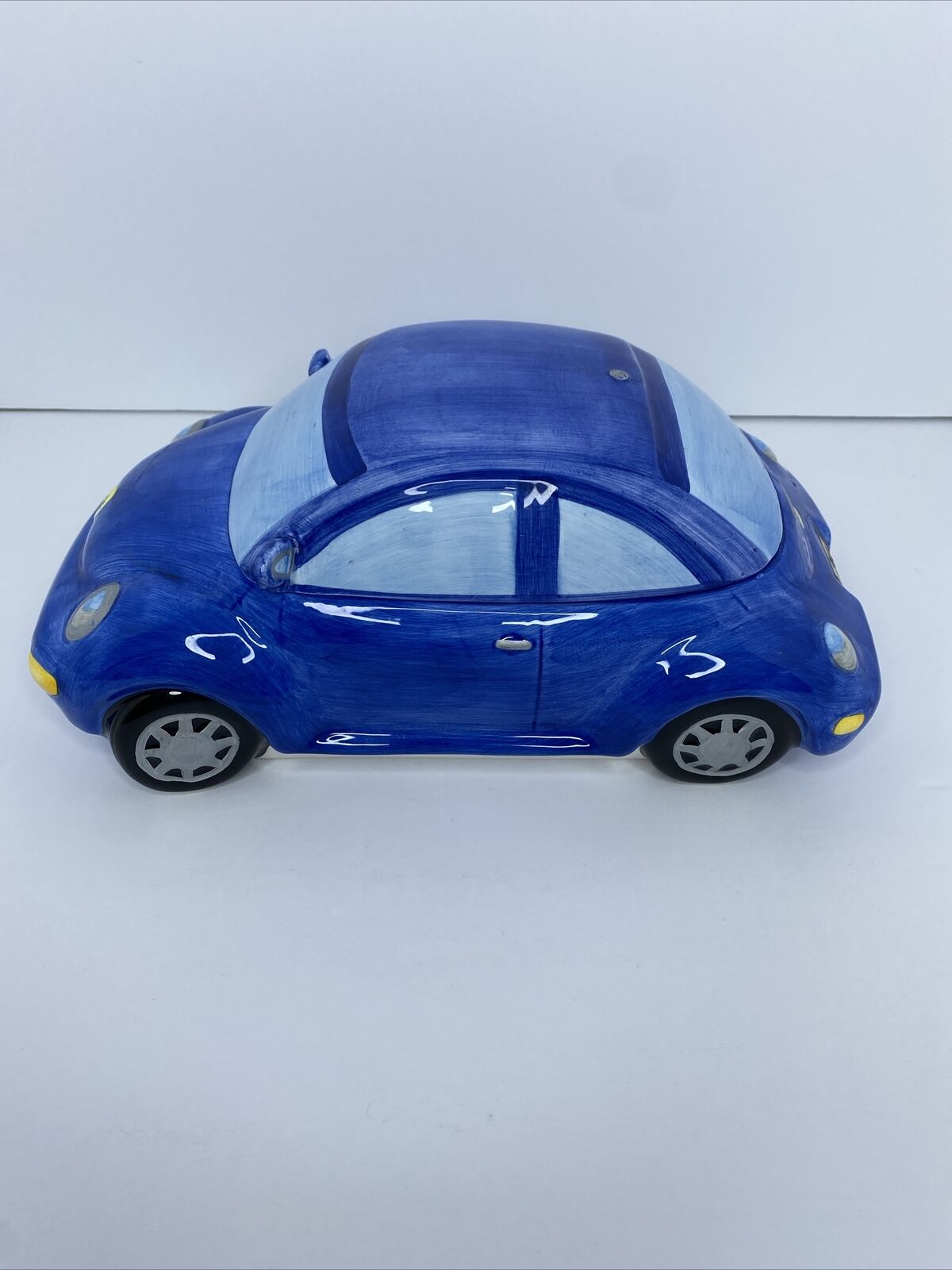 RARE Vintage VW  Beetle Ceramic Cookie Jar 1999 Blue Lotus 12”x7” Apprx