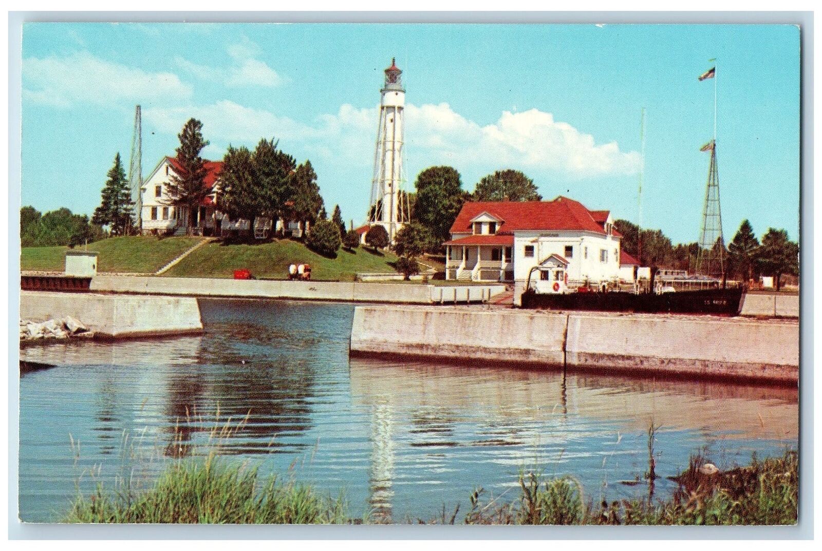 c1950\'s US Coast Guard Station Bay Ship Canal Door County Wisconsin WI Postcard