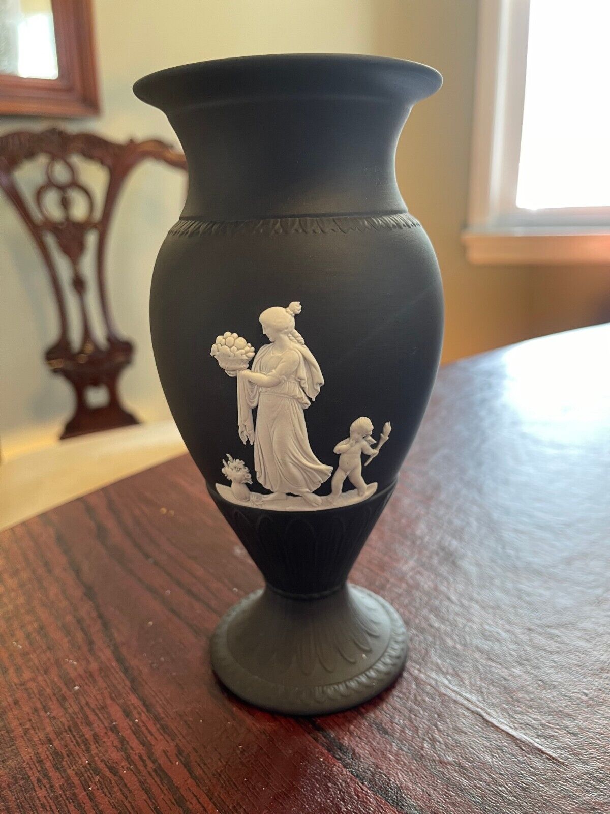Wedgwood Jasperware in black and white Basalt Classical Vase
